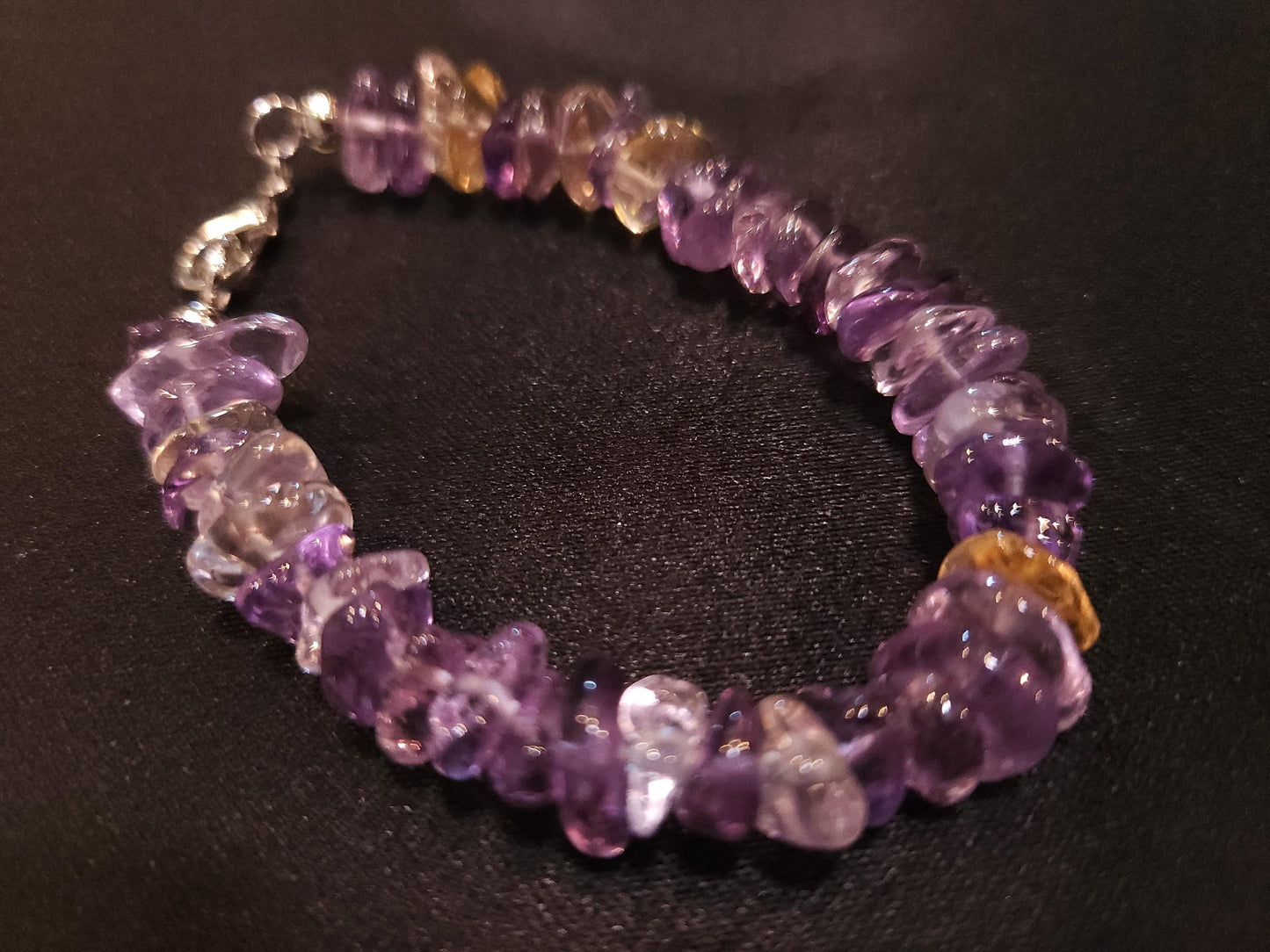 Natural Ametrine Smooth free form raw nugget Bracelet AAA Quality Amethyst, Citrine, Healing, Energy, Meditation