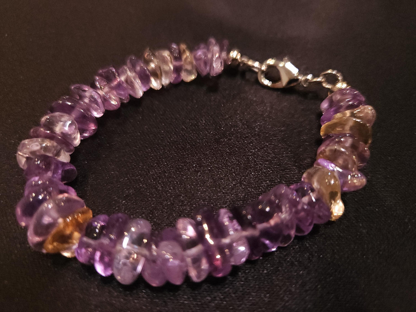 Natural Ametrine Smooth free form raw nugget Bracelet AAA Quality Amethyst, Citrine, Healing, Energy, Meditation