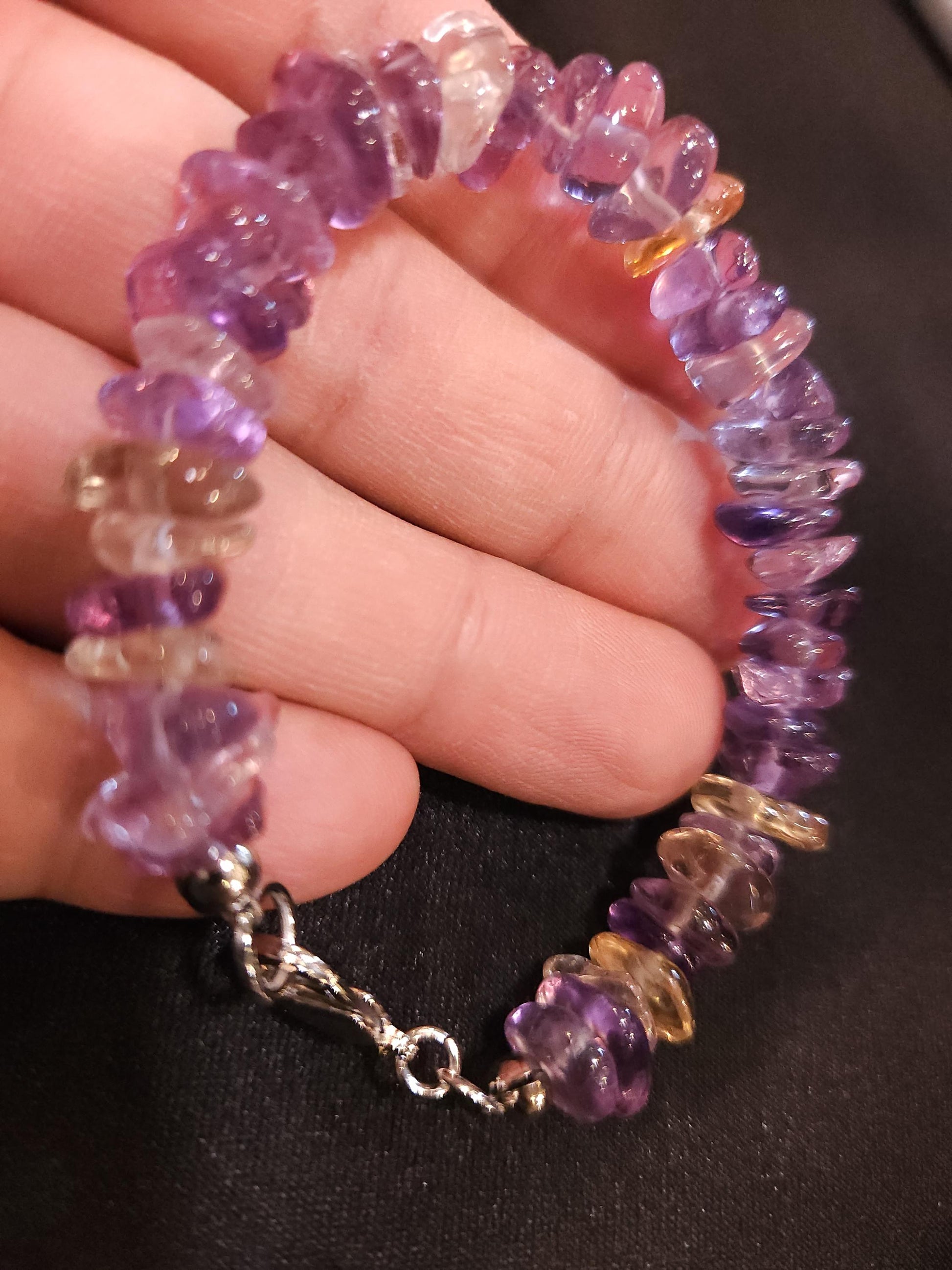 Natural Ametrine Smooth free form raw nugget Bracelet AAA Quality Amethyst, Citrine, Healing, Energy, Meditation