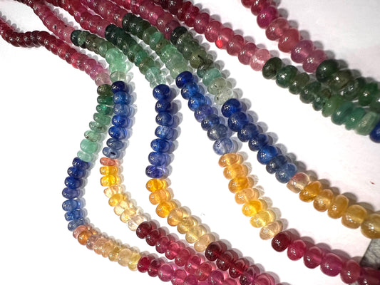 Natural Multi Sapphire 5-5.5mm Smooth Roundel AAA Rainbow Gemstone beads Beads for Jewelry making 6" , 12" Strand