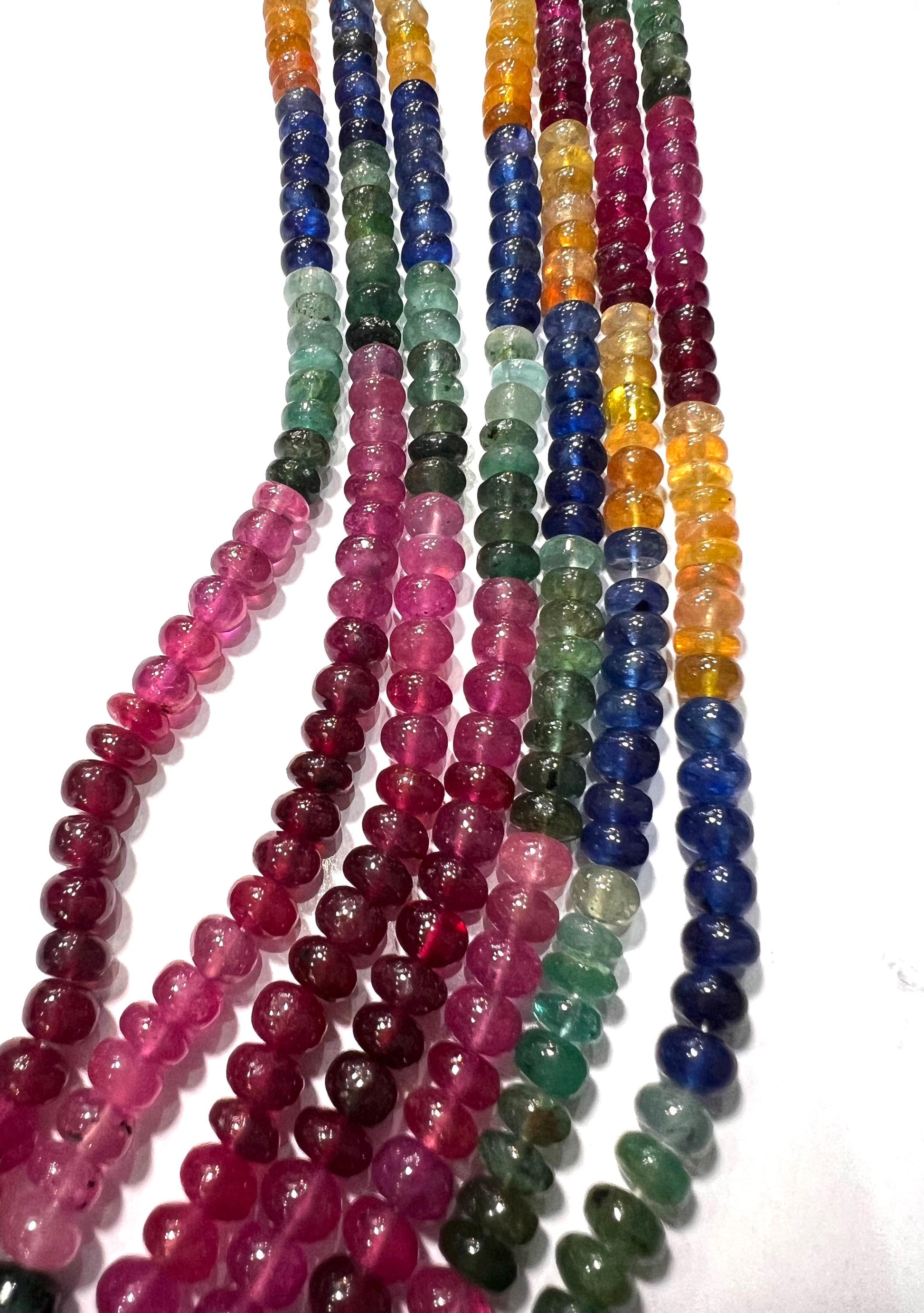 Natural Multi Sapphire 5-5.5mm Smooth Roundel AAA Rainbow Gemstone beads Beads for Jewelry making 6" , 12" Strand