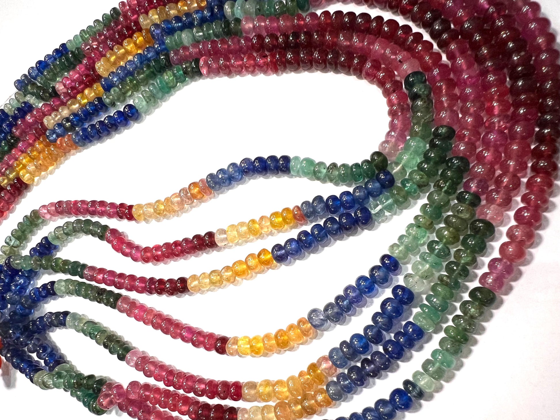 Natural Multi Sapphire 5-5.5mm Smooth Roundel AAA Rainbow Gemstone beads Beads for Jewelry making 6" , 12" Strand