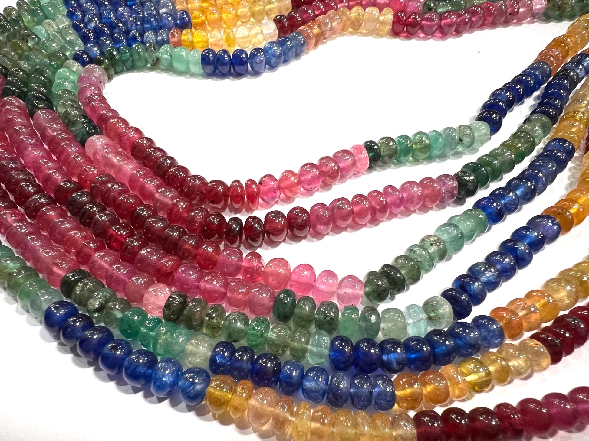 Natural Multi Sapphire 5-5.5mm Smooth Roundel AAA Rainbow Gemstone beads Beads for Jewelry making 6" , 12" Strand