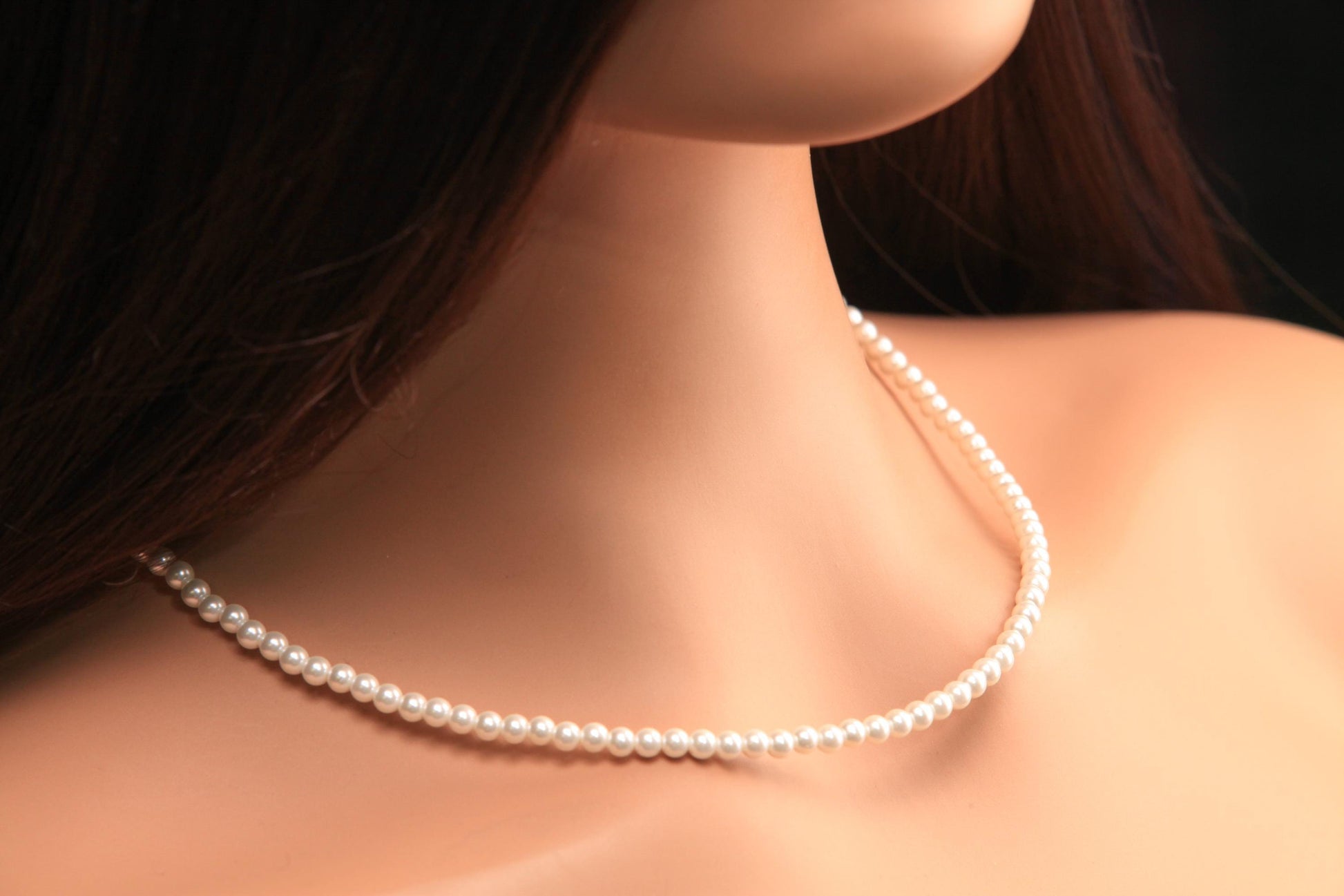 White South Sea shell Pearl Necklace 6mm Round Statement Necklace 14"- 42" Bridal, Gift for Her