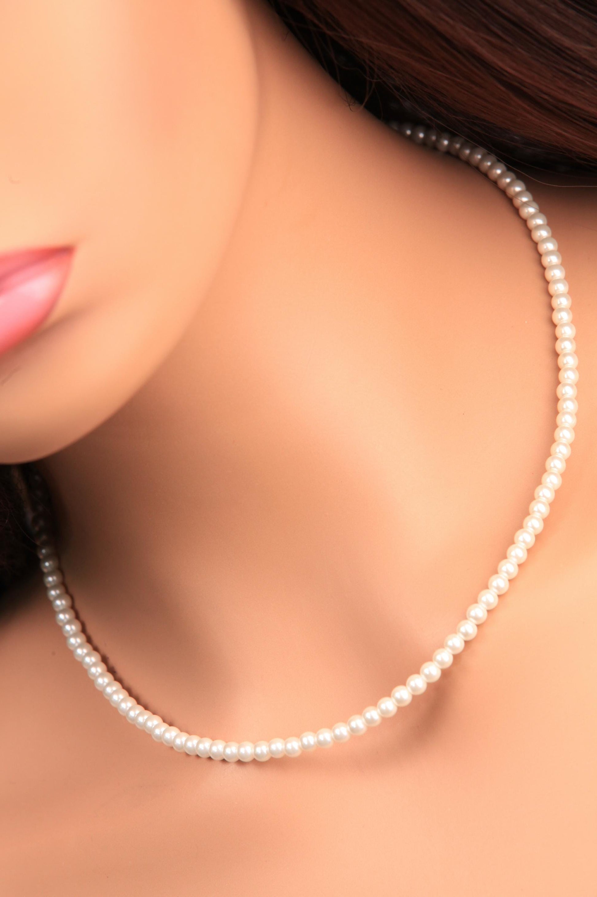 White South Sea shell Pearl Necklace 6mm Round Statement Necklace 14"- 42" Bridal, Gift for Her