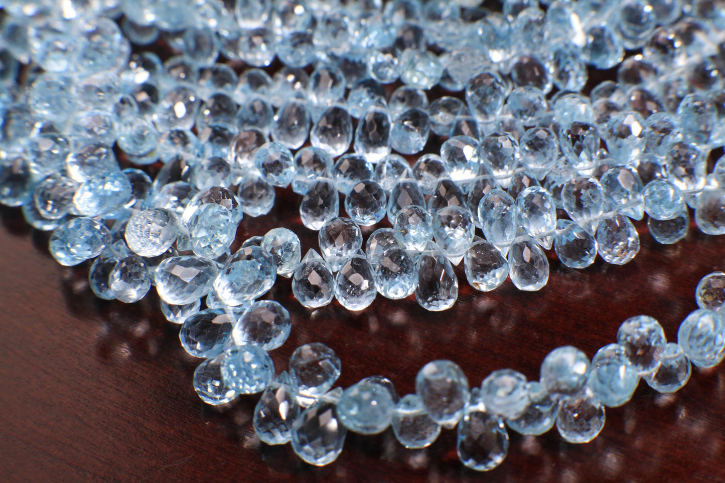 Natural Swiss Blue Topaz Faceted Briolette Drop, Genuine AAA Aqua Clear Gem Quality Blue Topaz Drop 4.5-6x7-8mm Cut Gemstone by piece