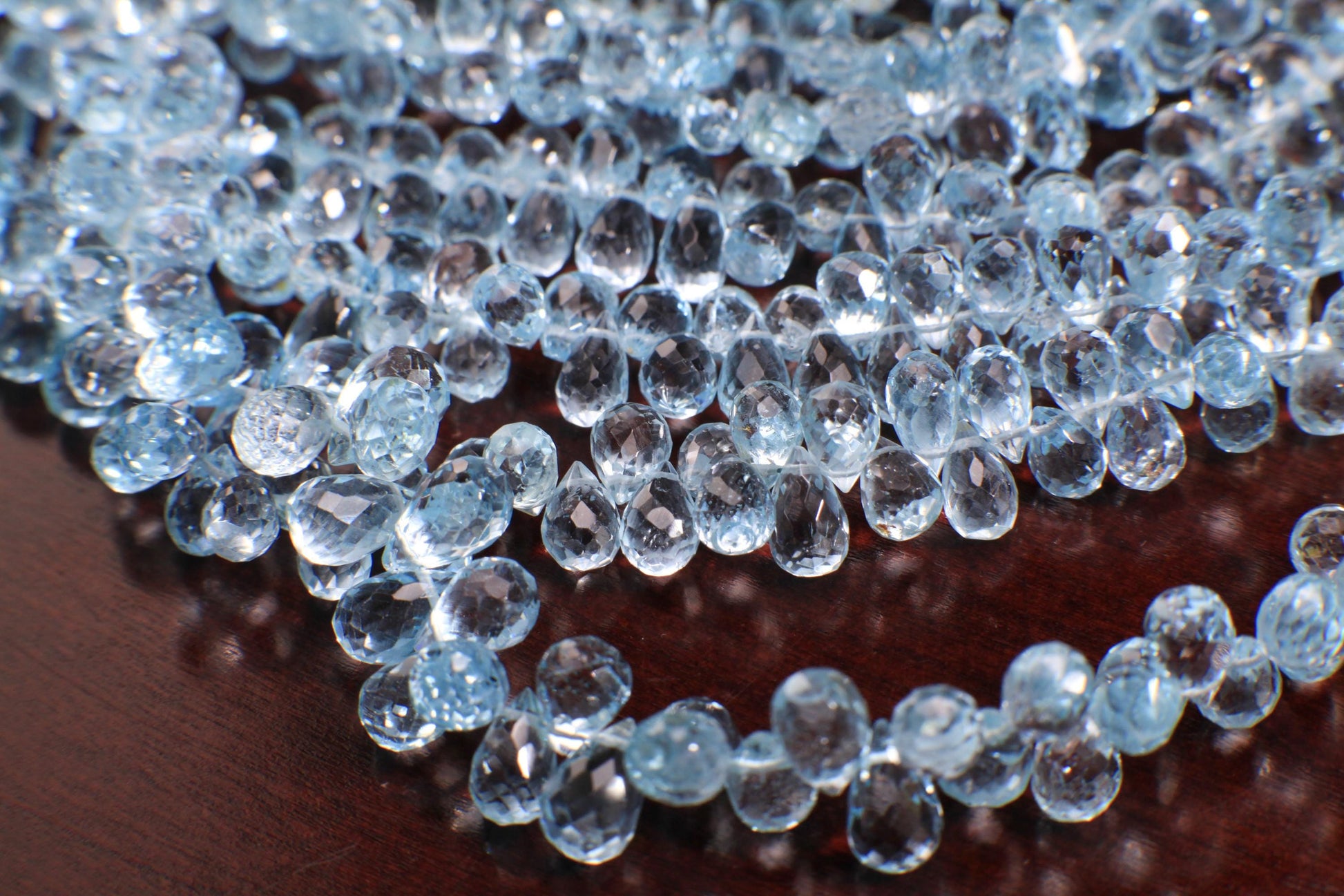 Natural Swiss Blue Topaz Faceted Briolette Drop, Genuine AAA Aqua Clear Gem Quality Blue Topaz Drop 4.5-6x7-8mm Cut Gemstone by piece