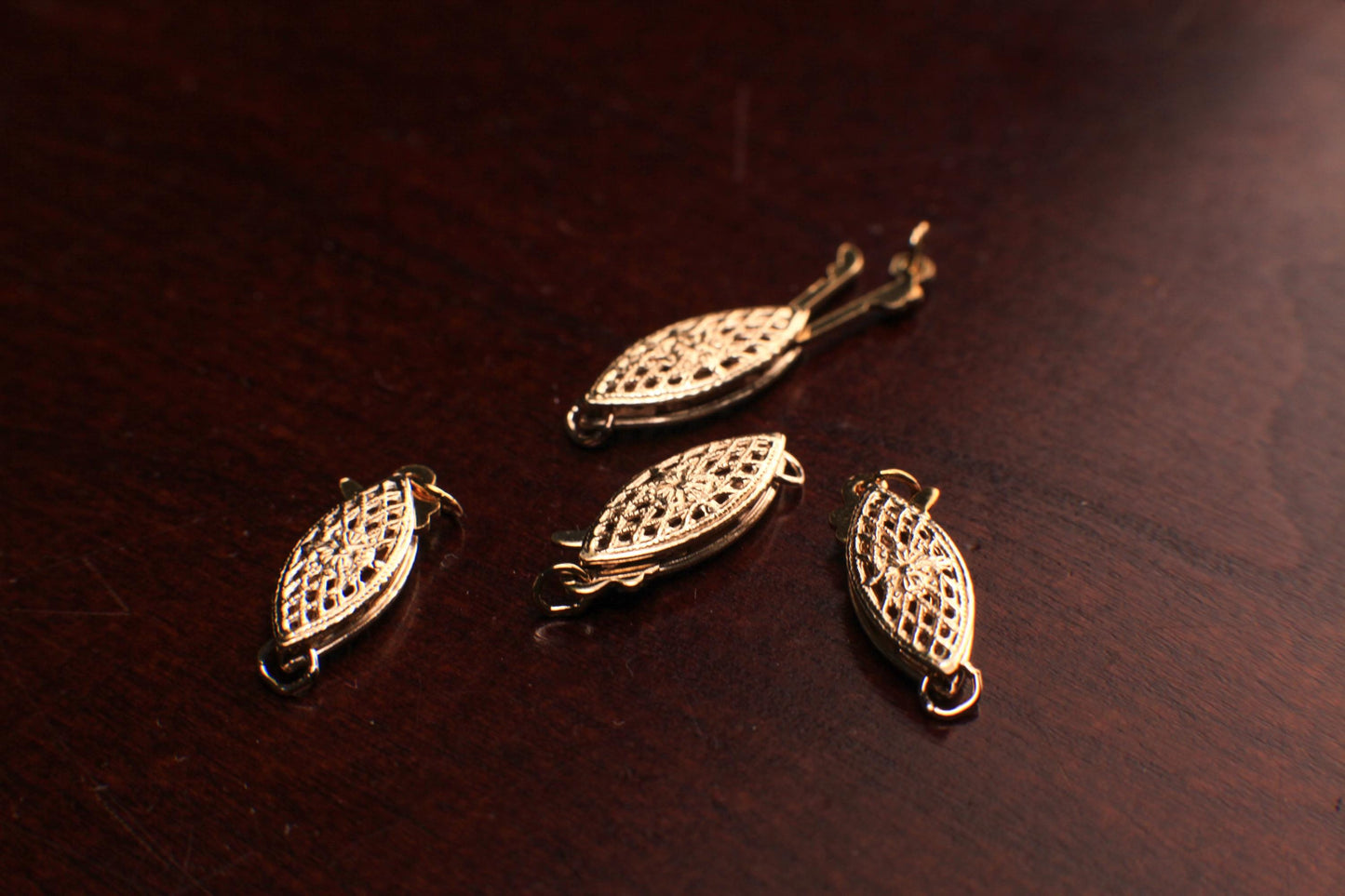 Fish Hook Filigree 6x14x3mm Clasp, 14K Gold Filled, Pearl Clasp, Double Sided Filigree Clasp, DIY Jewelry Making Findings, 1 piece