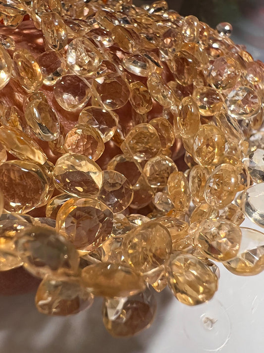 Natural Citrine Faceted Heart Drop AAA clear quality gemstone beads for jewelry making