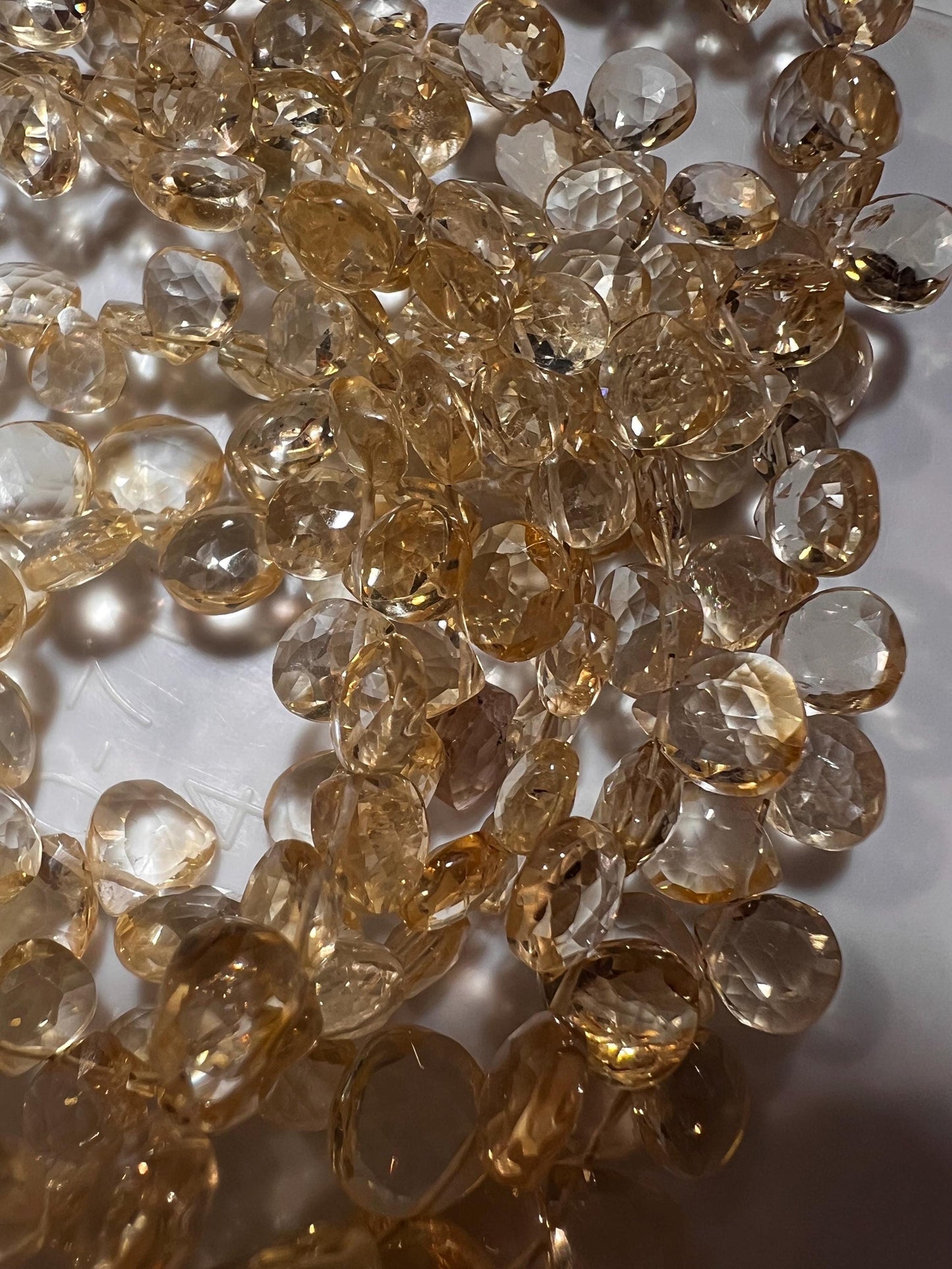 Natural Citrine Faceted Heart Drop AAA clear quality gemstone beads for jewelry making