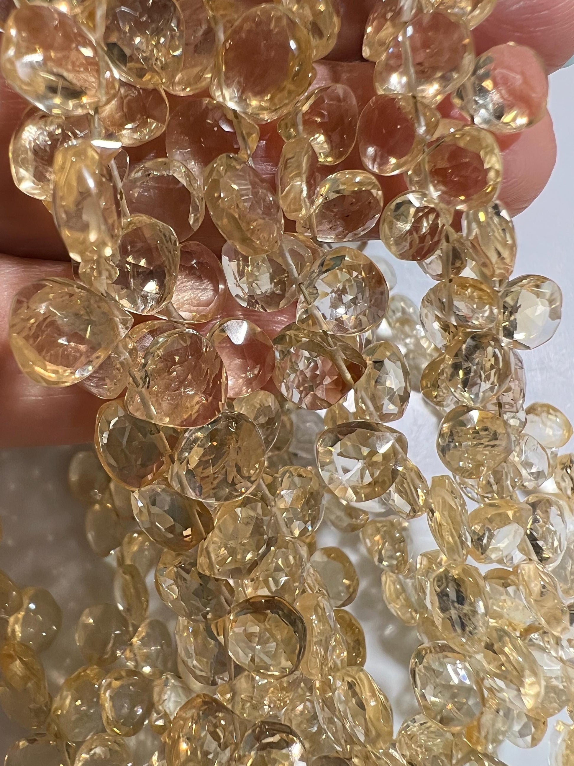 Natural Citrine Faceted Heart Drop AAA clear quality gemstone beads for jewelry making