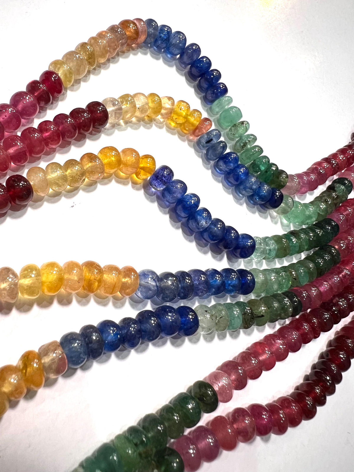 Natural Multi Sapphire Ruby emerald 5-5.5mm Smooth Roundel AAA Rainbow Gemstone beads Beads for Jewelry making 6" , 12" Strand
