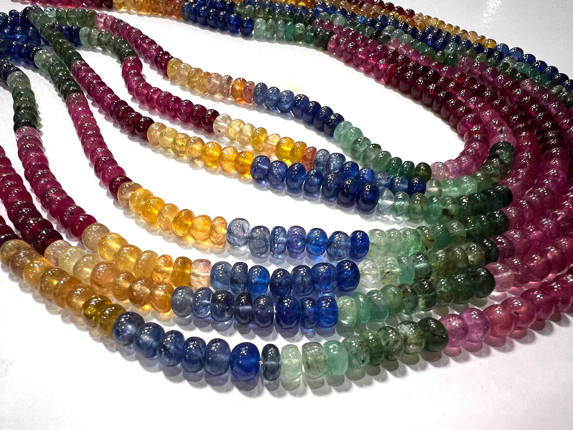 Natural Multi Sapphire 5-5.5mm Smooth Roundel AAA Rainbow Gemstone beads Beads for Jewelry making 6" , 12" Strand