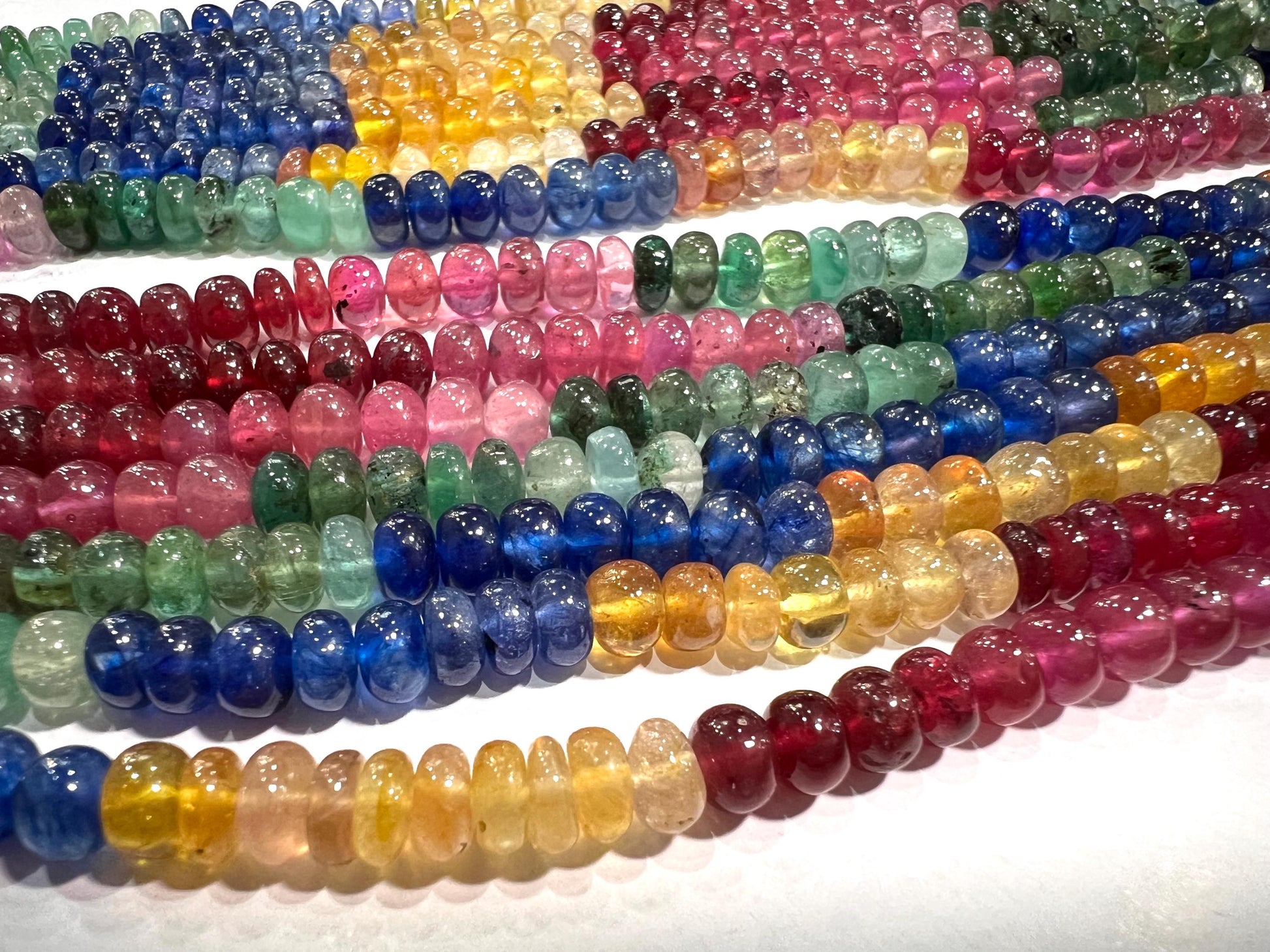 Natural Multi Sapphire 5-5.5mm Smooth Roundel AAA Rainbow Gemstone beads Beads for Jewelry making 6" , 12" Strand