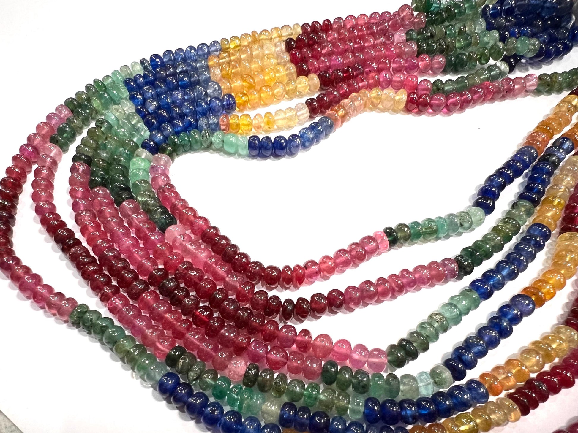 Natural Multi Sapphire 5-5.5mm Smooth Roundel AAA Rainbow Gemstone beads Beads for Jewelry making 6" , 12" Strand