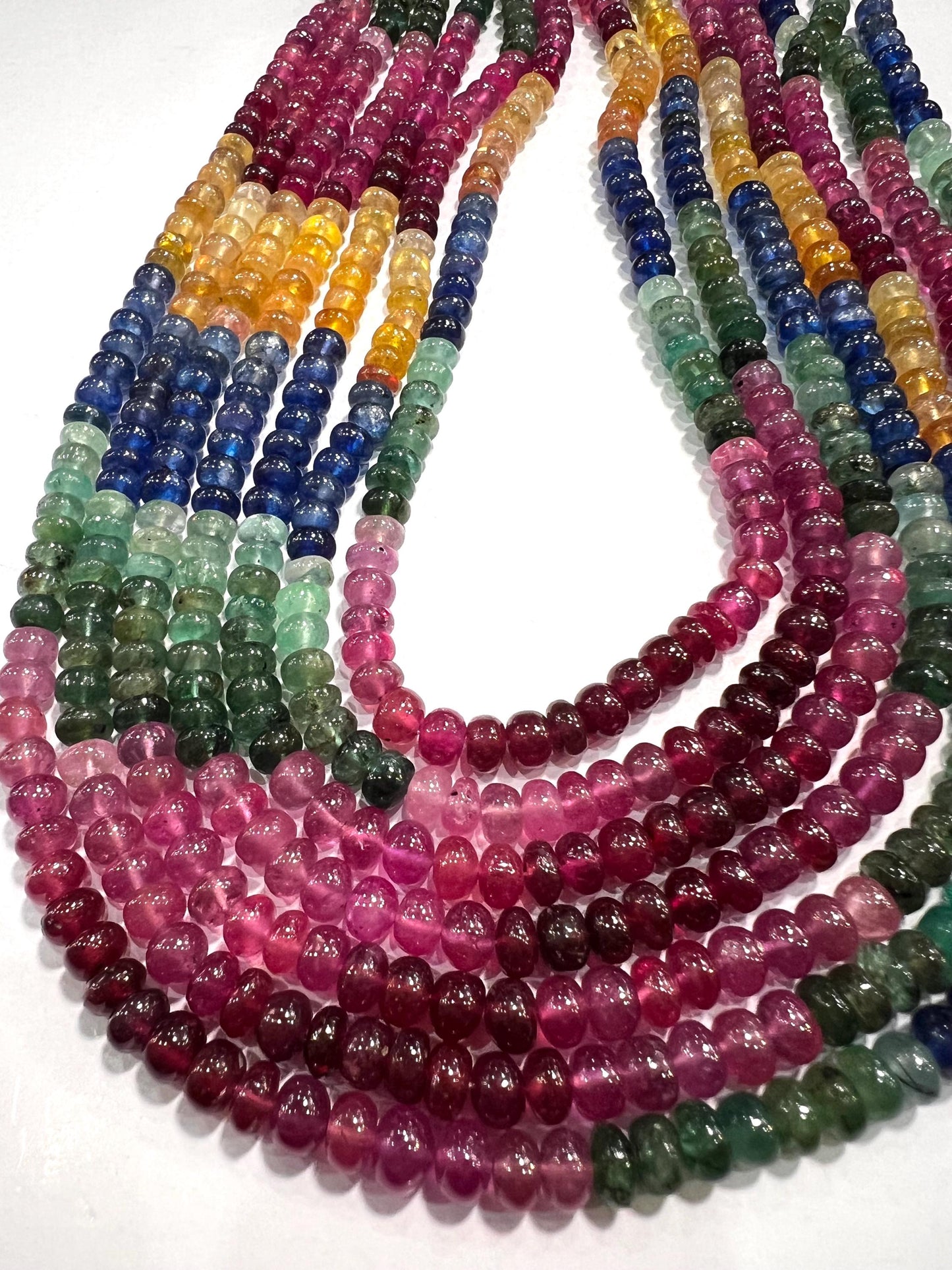 Natural Multi Sapphire 5-5.5mm Smooth Roundel AAA Rainbow Gemstone beads Beads for Jewelry making 6" , 12" Strand