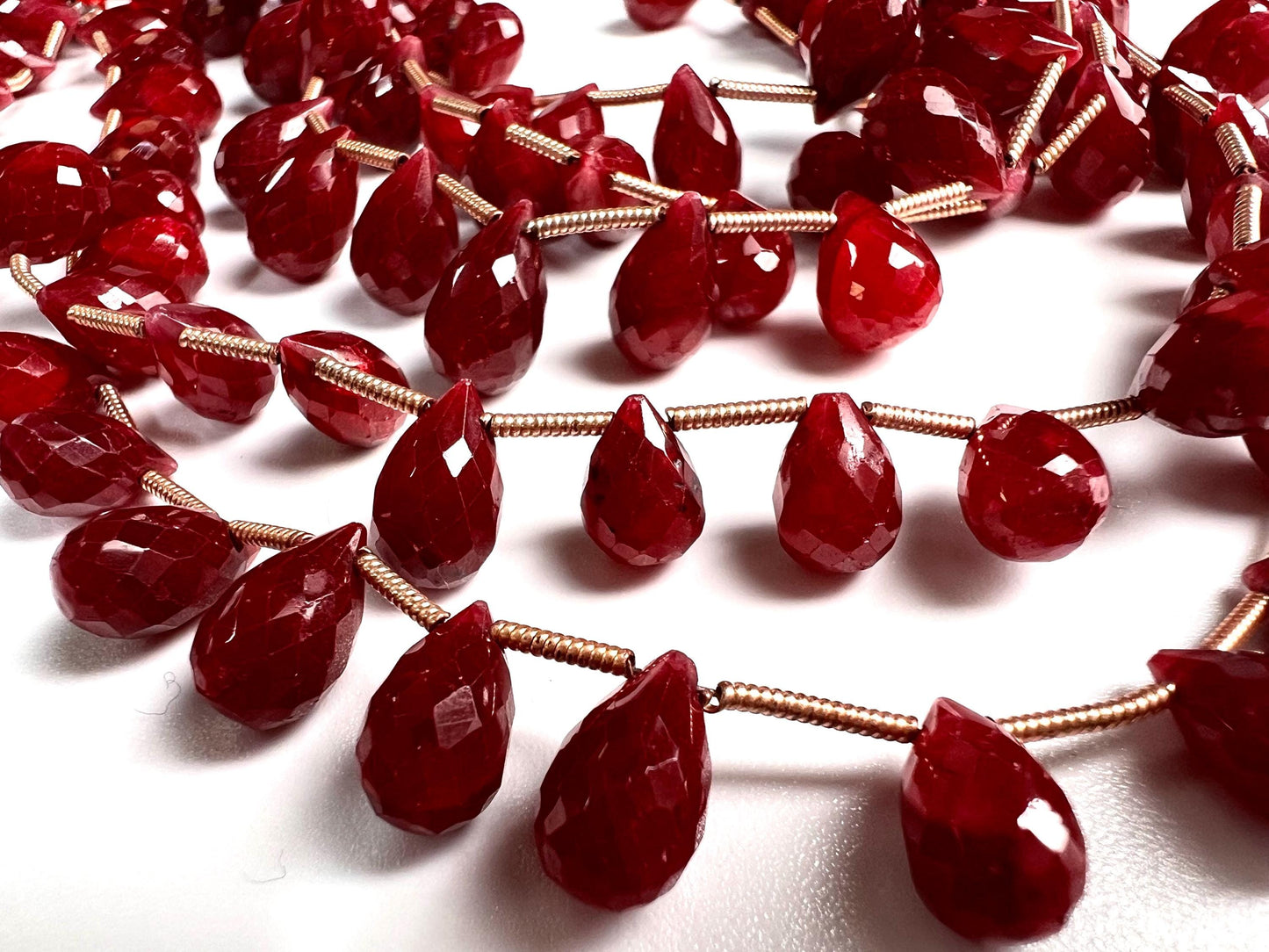 Natural Ruby Faceted Teardrop 6x9mm Gemstone Briolette Jewelry Beads 10 pcs or 20 pcs