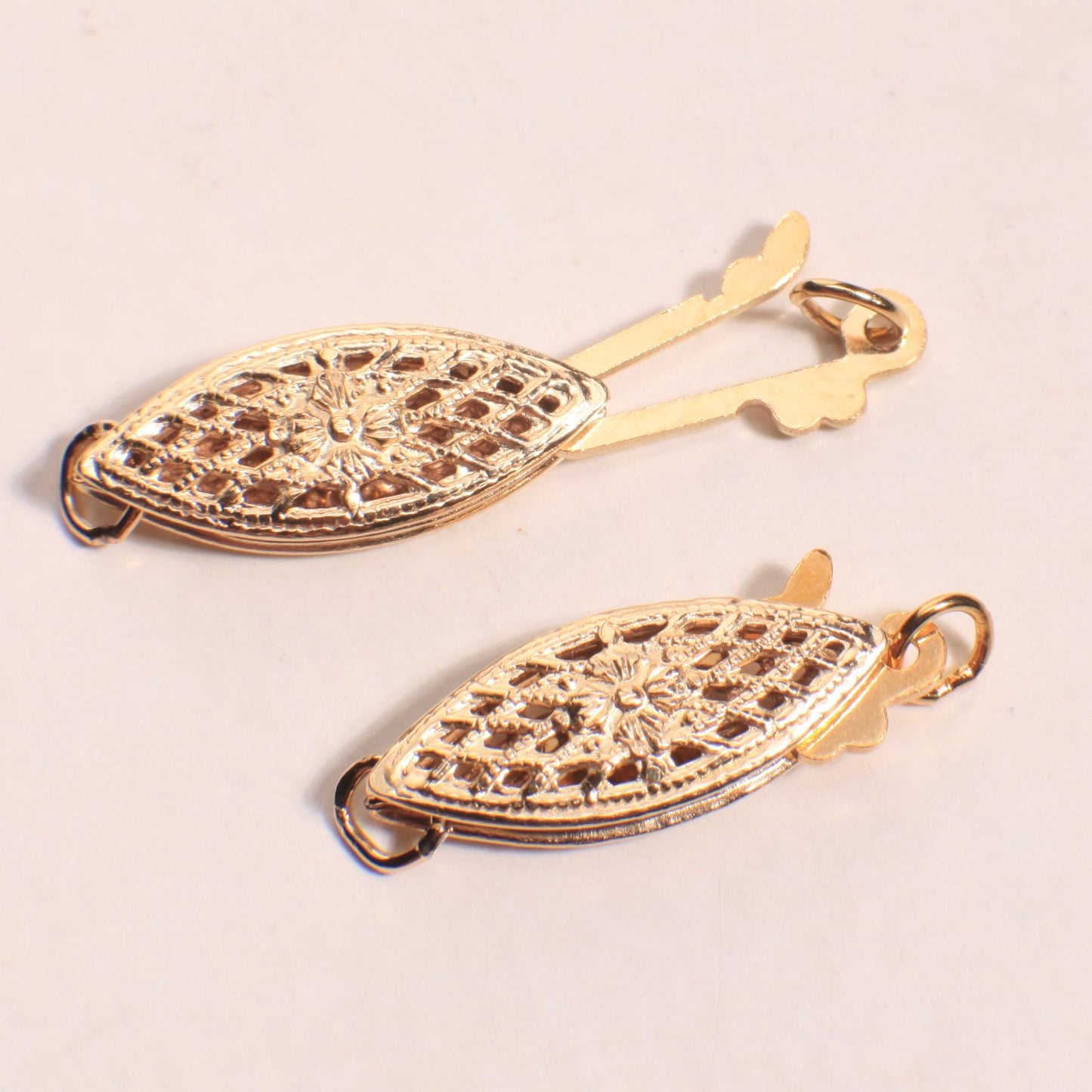 Fish Hook Filigree 6x14x3mm Clasp, 14K Gold Filled, Pearl Clasp, Double Sided Filigree Clasp, DIY Jewelry Making Findings, 1 piece