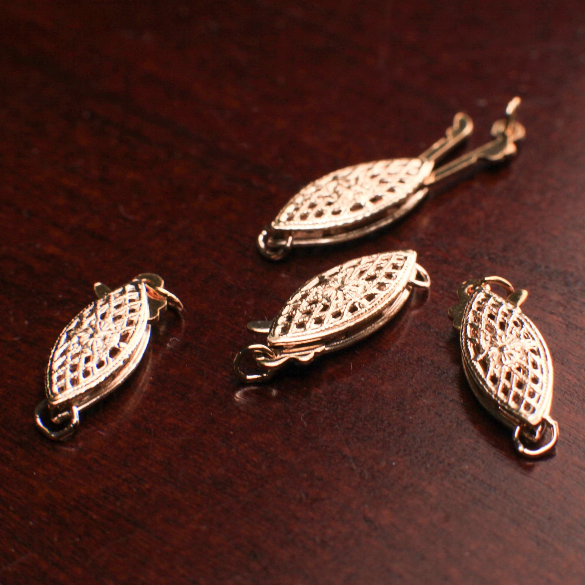 Fish Hook Filigree 6x14x3mm Clasp, 14K Gold Filled, Pearl Clasp, Double Sided Filigree Clasp, DIY Jewelry Making Findings, 1 piece