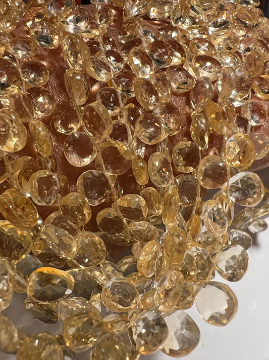 Natural Citrine Faceted Heart Drop 6-7mm AAA clear quality gemstone beads for jewelry making
