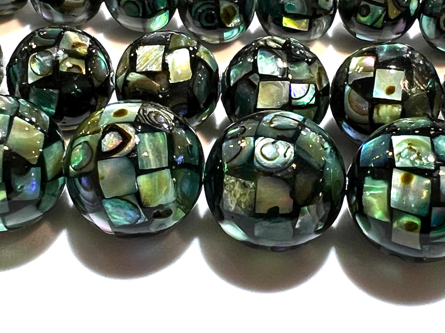 Natural Abalone Paua Shell Disco Ball Mosaic bead for jewelry making Beautiful blue green natural beads, 8, 10mm 12mm sold by 4 pcs, 8 pcs