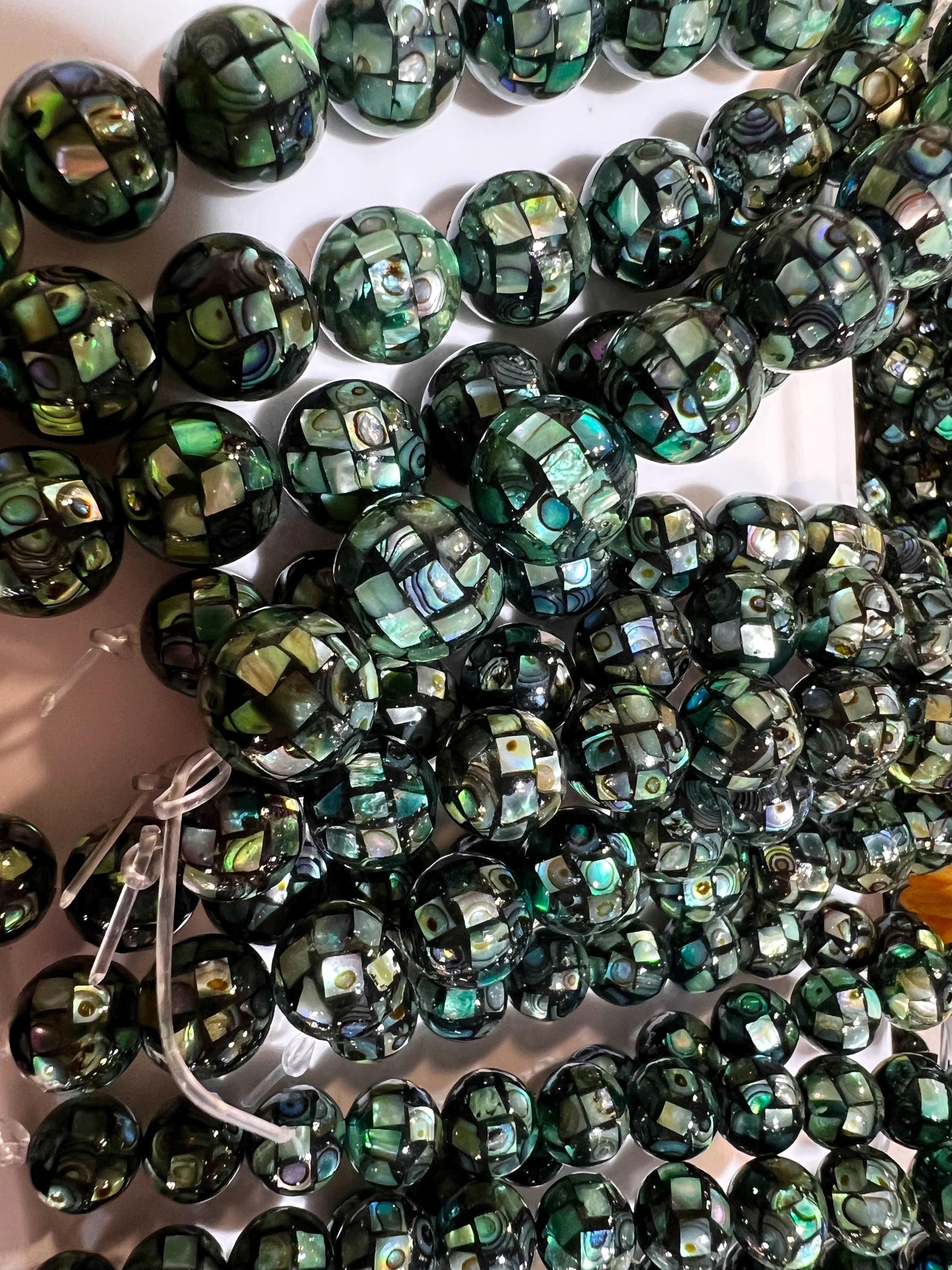 Natural Abalone Paua Shell Disco Ball Mosaic bead for jewelry making Beautiful blue green natural beads, 8, 10mm 12mm sold by 4 pcs, 8 pcs