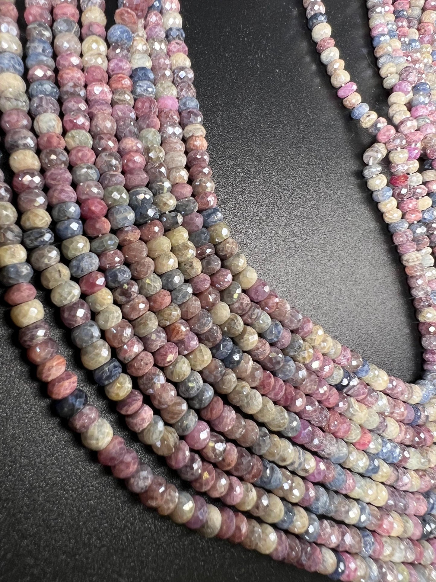 Natural Multi Pink Silverite Sapphire Faceted Rondelle 6-7mm, Rare , heavy weight , Jewelry Making Gemstone Beads 6”,12” Strand