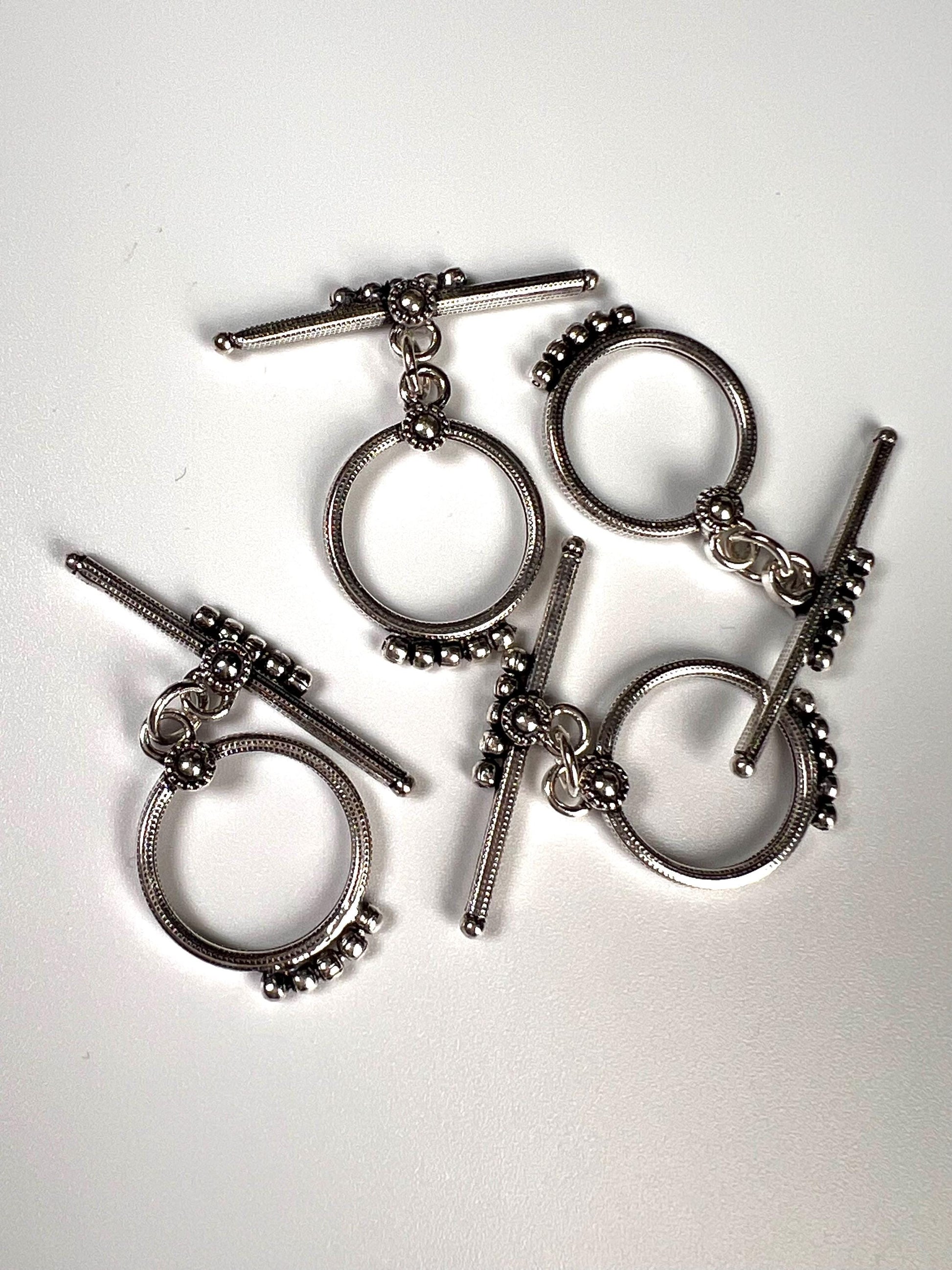 925 sterling silver Bali 22mm fancy toggle clasp, handmade vintage light weight clasp for jewelry making, 1 set