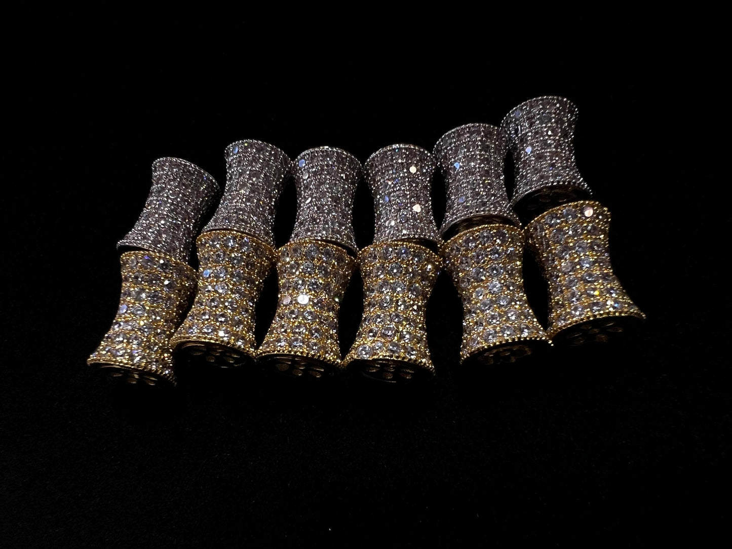 CZ micro pave diamond drum Dog bone spacer Bead 11x17mm Victorian pattern high quality non Tarnish cubic Zirconia jewelry making charm