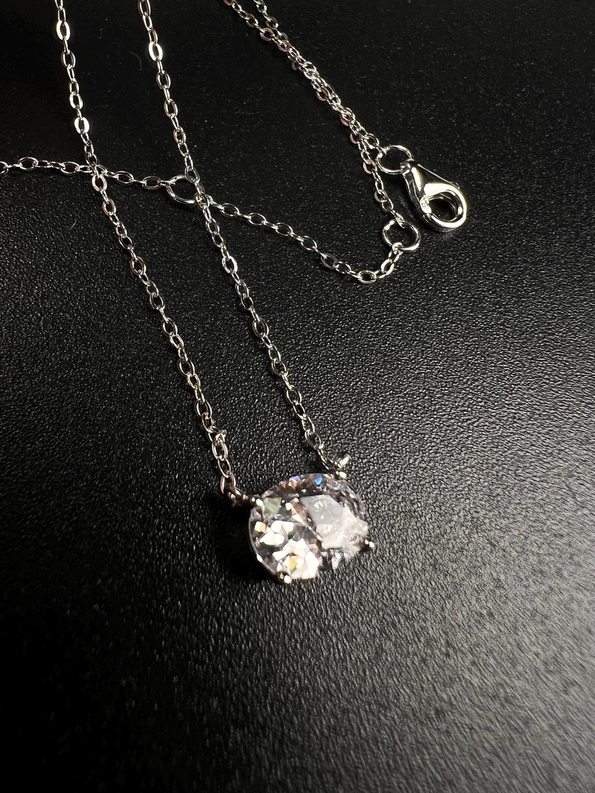 Cubic zirconia CZ Diamond 925 Sterling silver oval Solitaire minimalist necklace. 3 in 1 size 16” , 17”,18” simple elegant gift 925 stamped