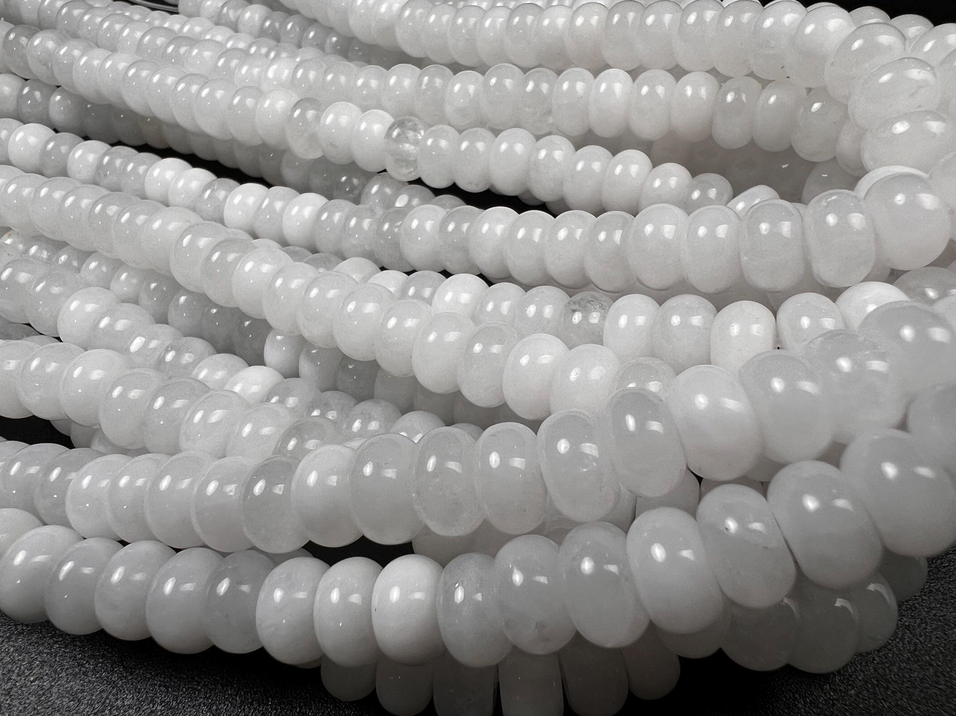 Natural White agate 8mm Smooth Roundel Milky White gemstone beads 14.5” Full strand ,Single/Bulk