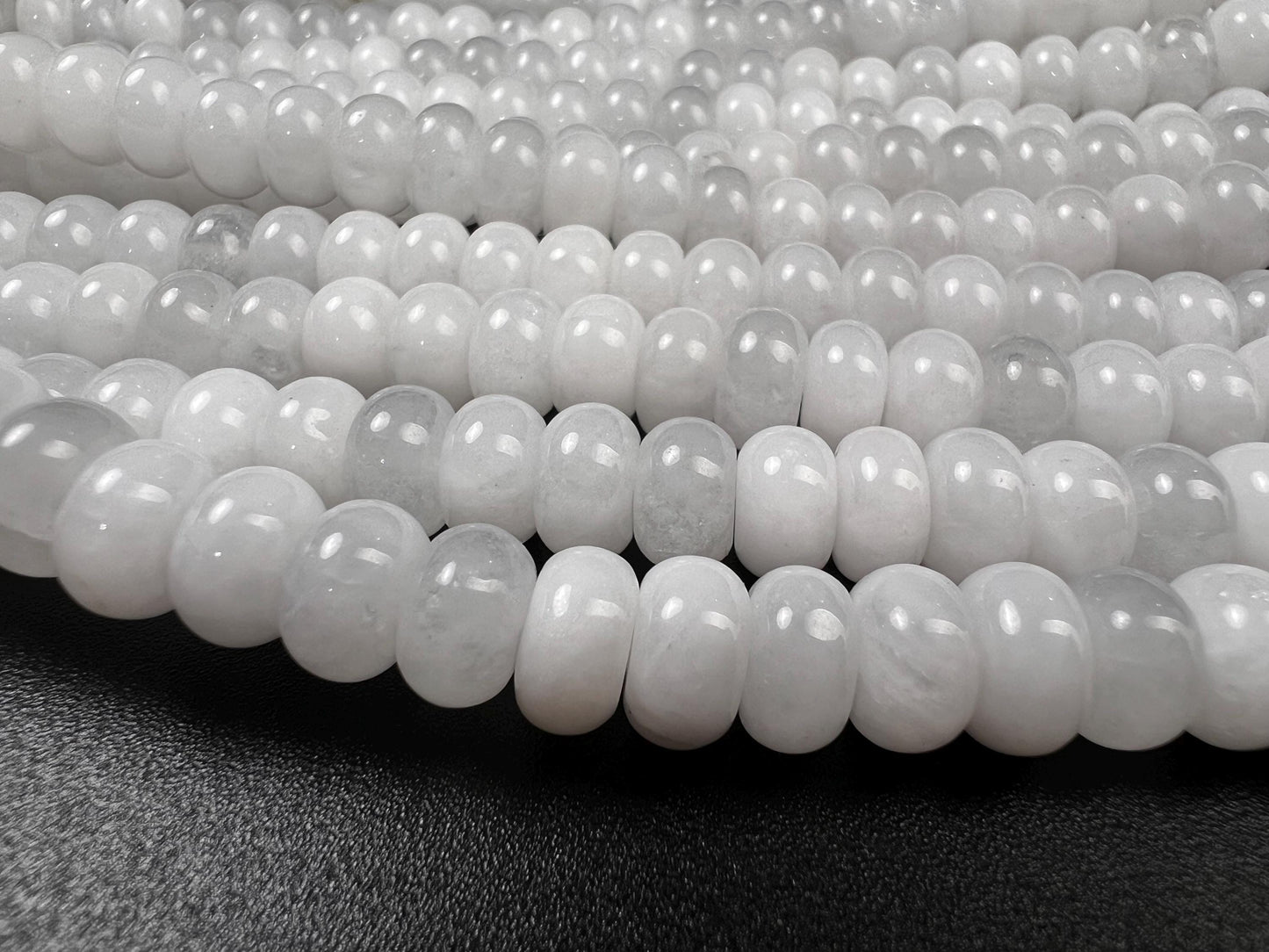 Natural White agate 8mm Smooth Roundel Milky White gemstone beads 14.5” Full strand ,Single/Bulk