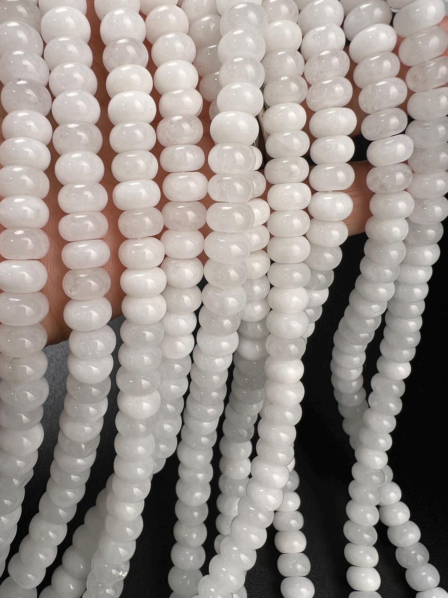 Natural White agate 8mm Smooth Roundel Milky White gemstone beads 14.5” Full strand ,Single/Bulk