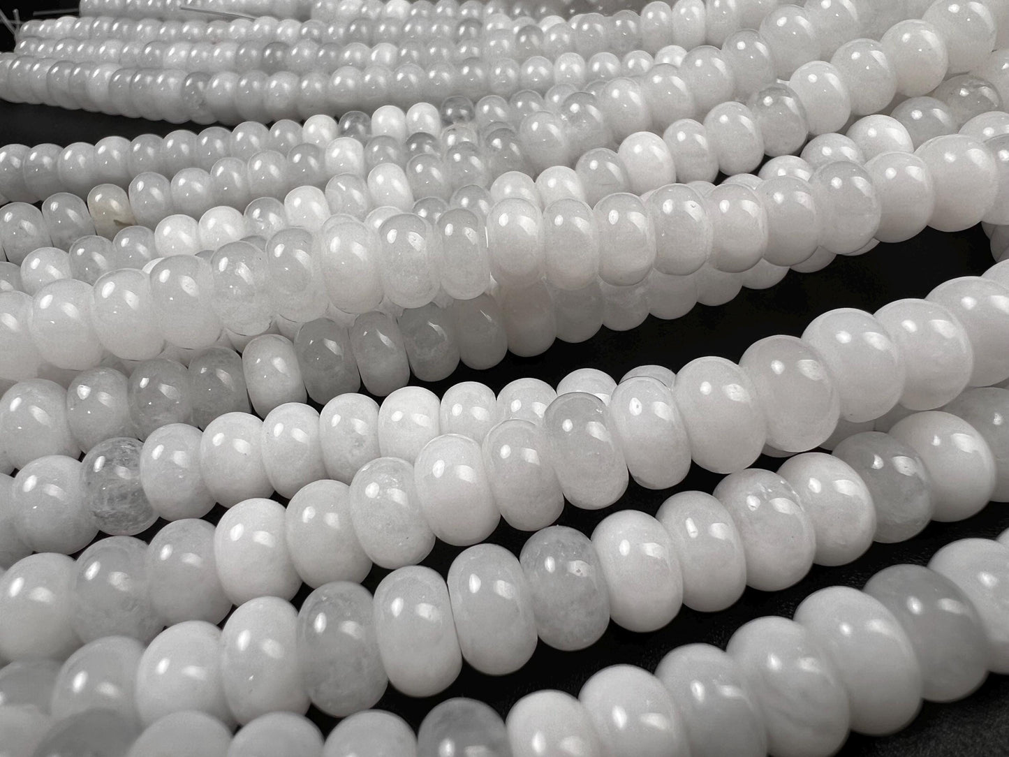 Natural White agate 8mm Smooth Roundel Milky White gemstone beads 14.5” Full strand ,Single/Bulk