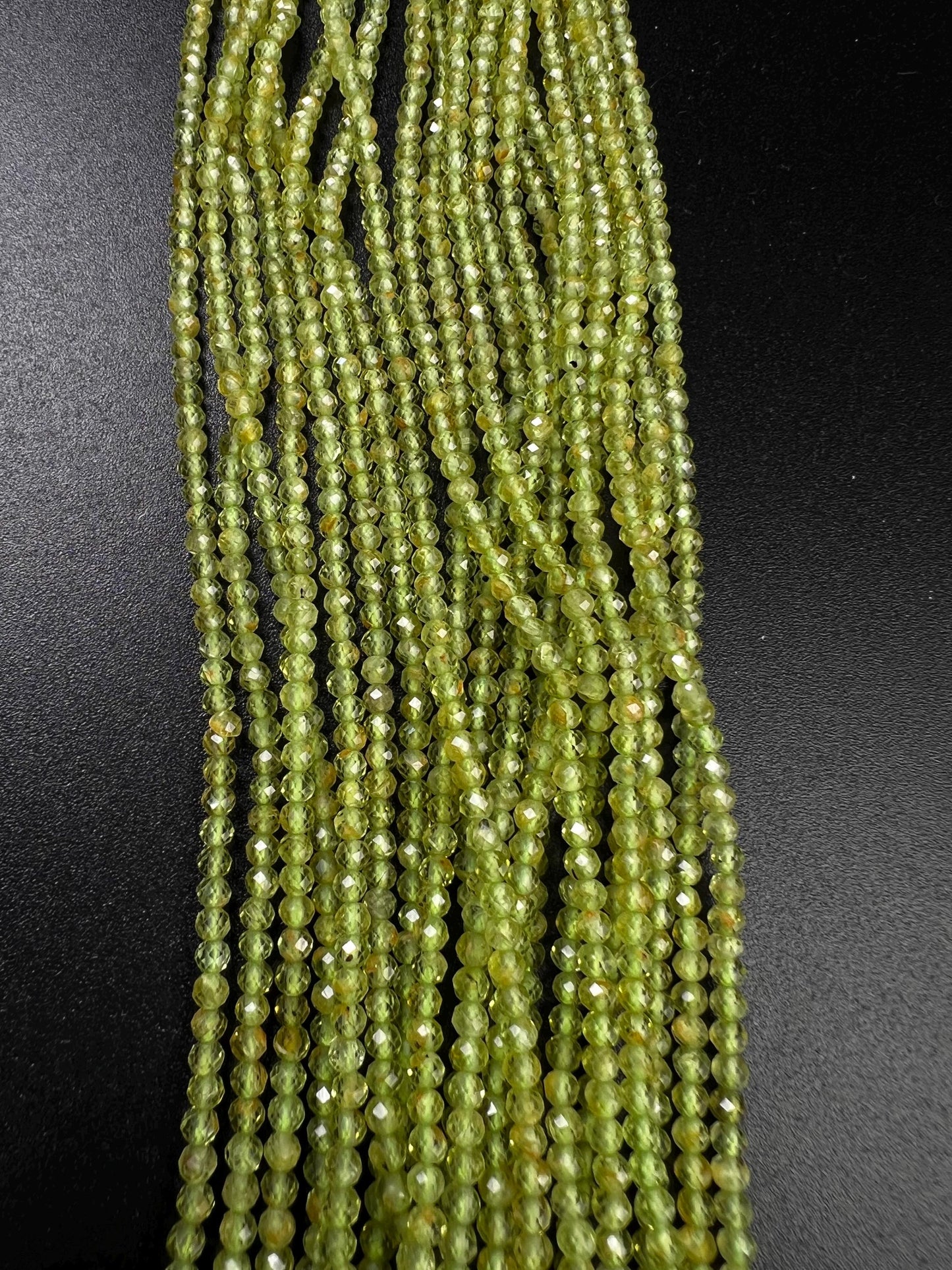 Natural Peridot 3mm Faceted Round Beads for Jewelry Making 15” full strand