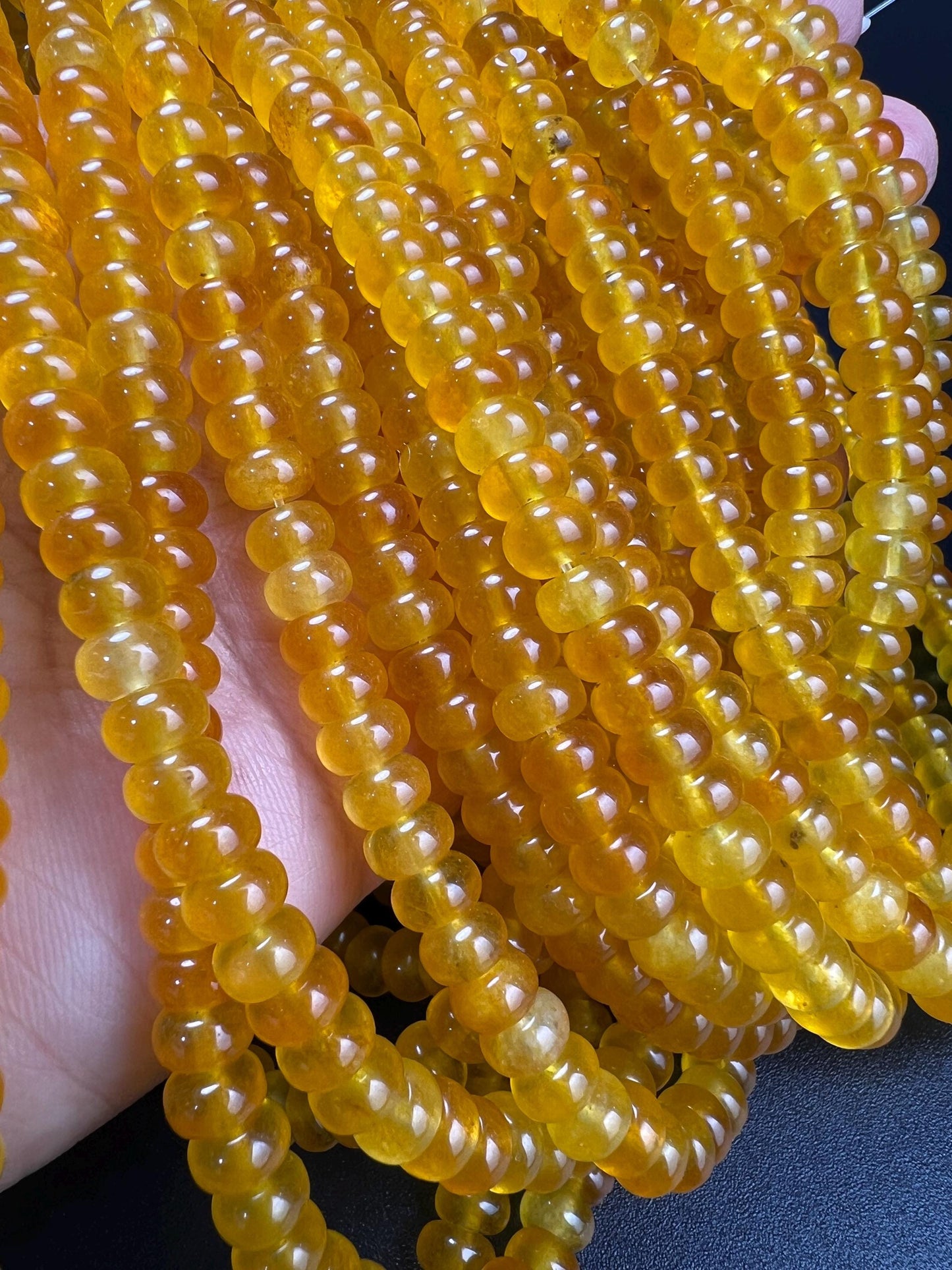 Natural yellow Agate 6mm Smooth Roundel beads. Good Quality for jewelry making 15” full strand