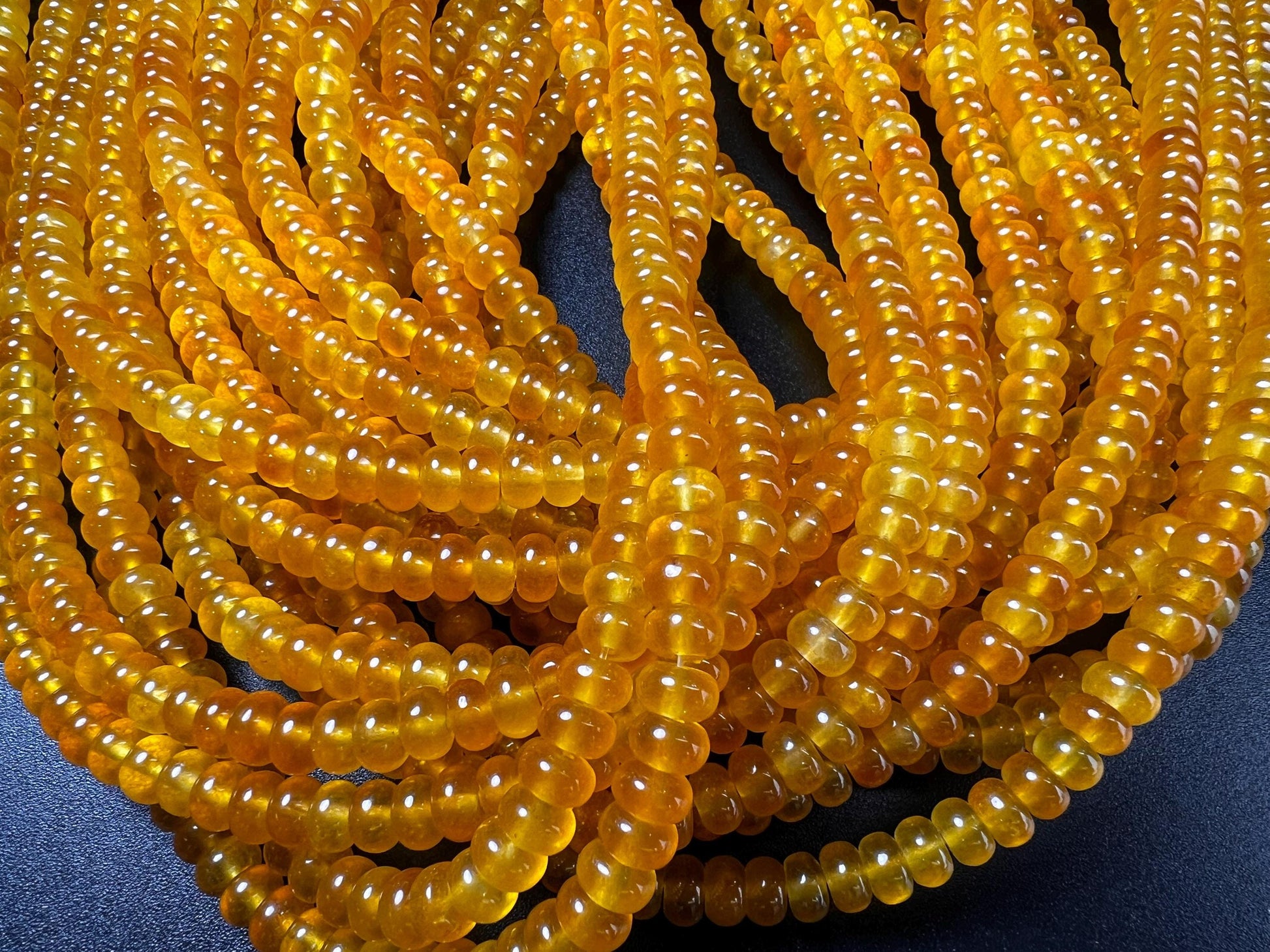 Natural yellow Agate 6mm Smooth Roundel beads. Good Quality for jewelry making 15” full strand