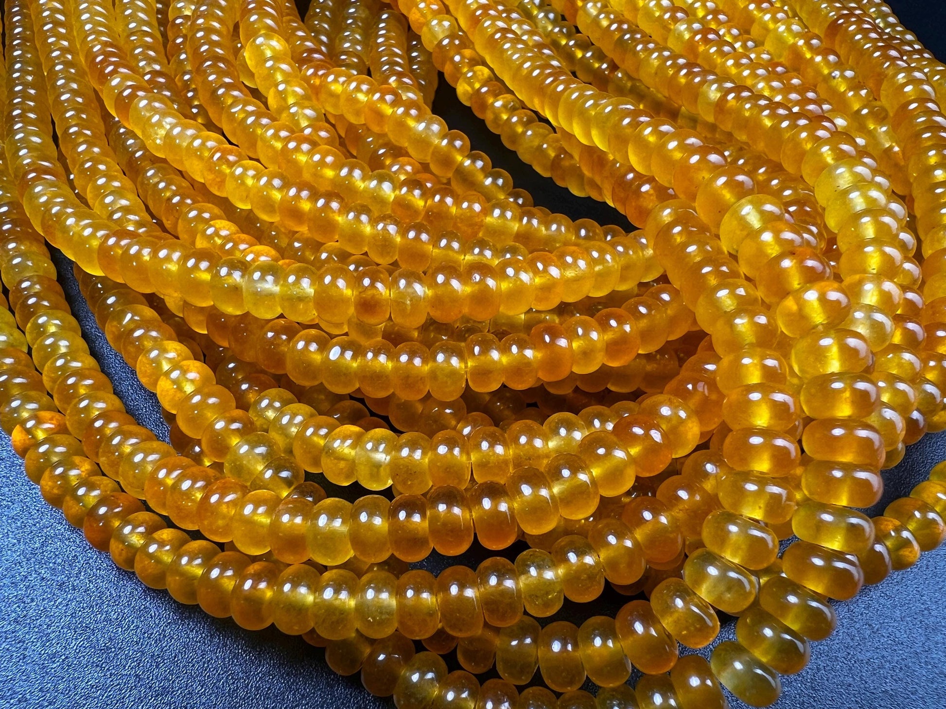 Natural yellow Agate 6mm Smooth Roundel beads. Good Quality for jewelry making 15” full strand