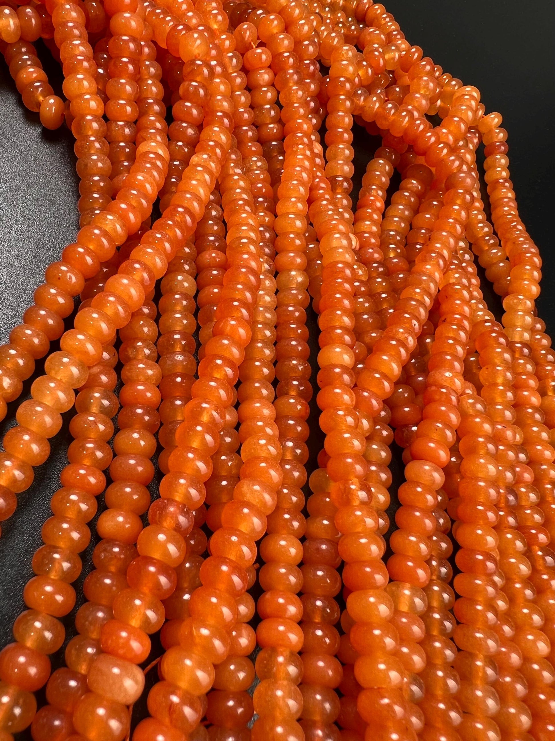 Natural Orange Aventurine 8mm smooth Roundel bead for jewelry making, high quality 14.5” full strand