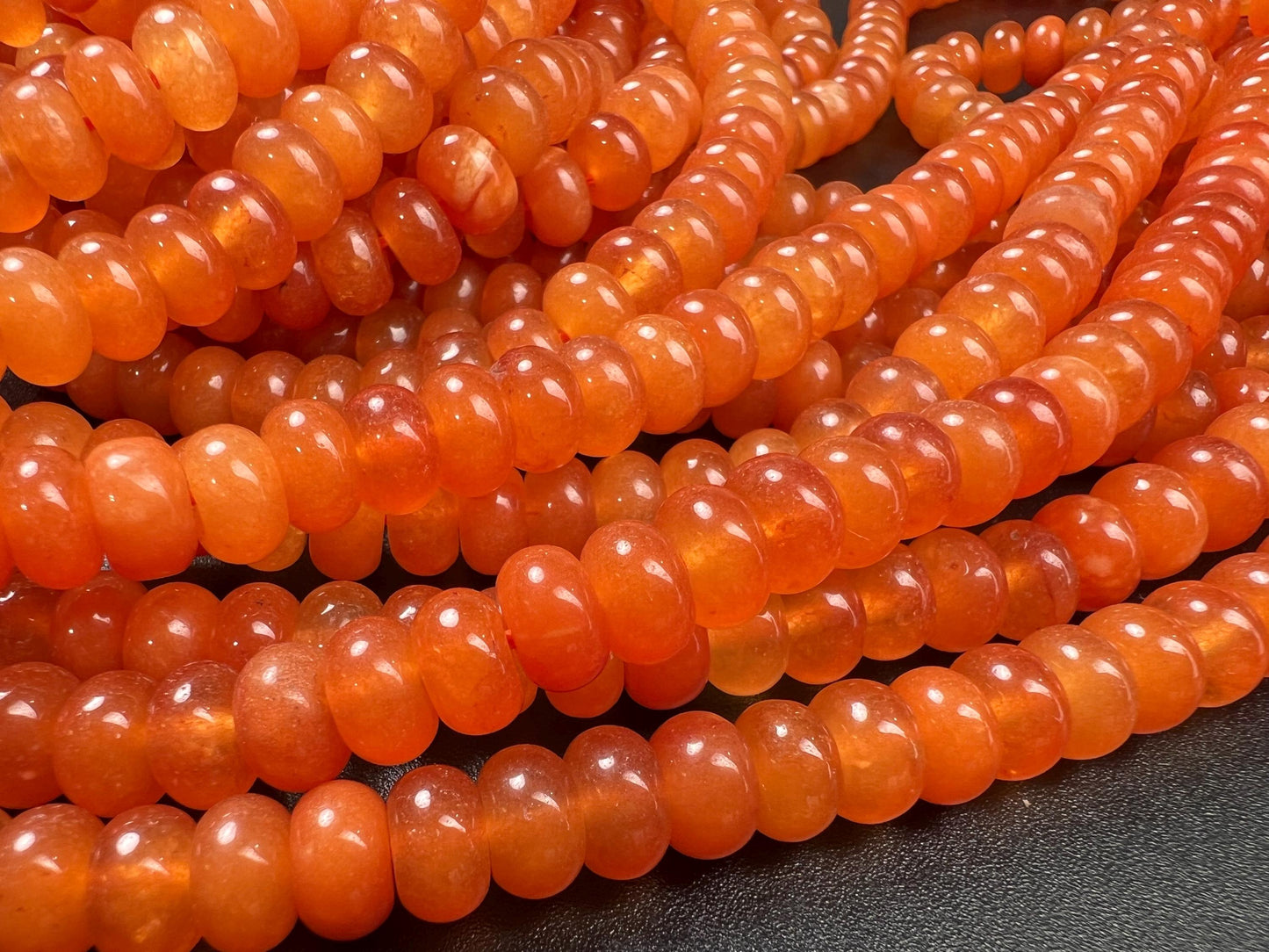 Natural Orange Aventurine 8mm smooth Roundel bead for jewelry making, high quality 14.5” full strand