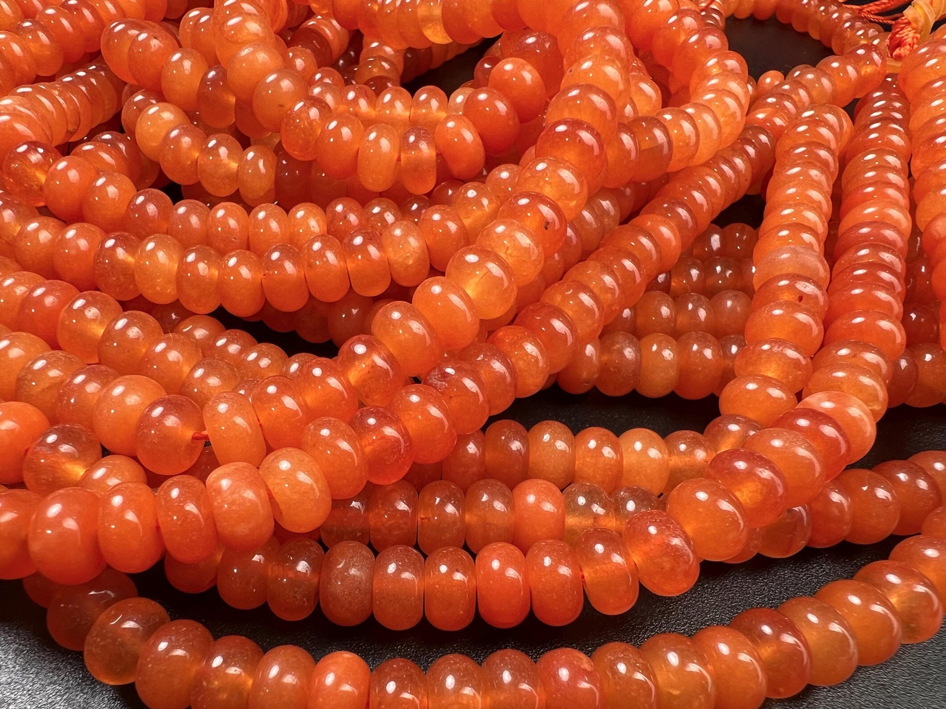 Natural Orange Aventurine 8mm smooth Roundel bead for jewelry making, high quality 14.5” full strand