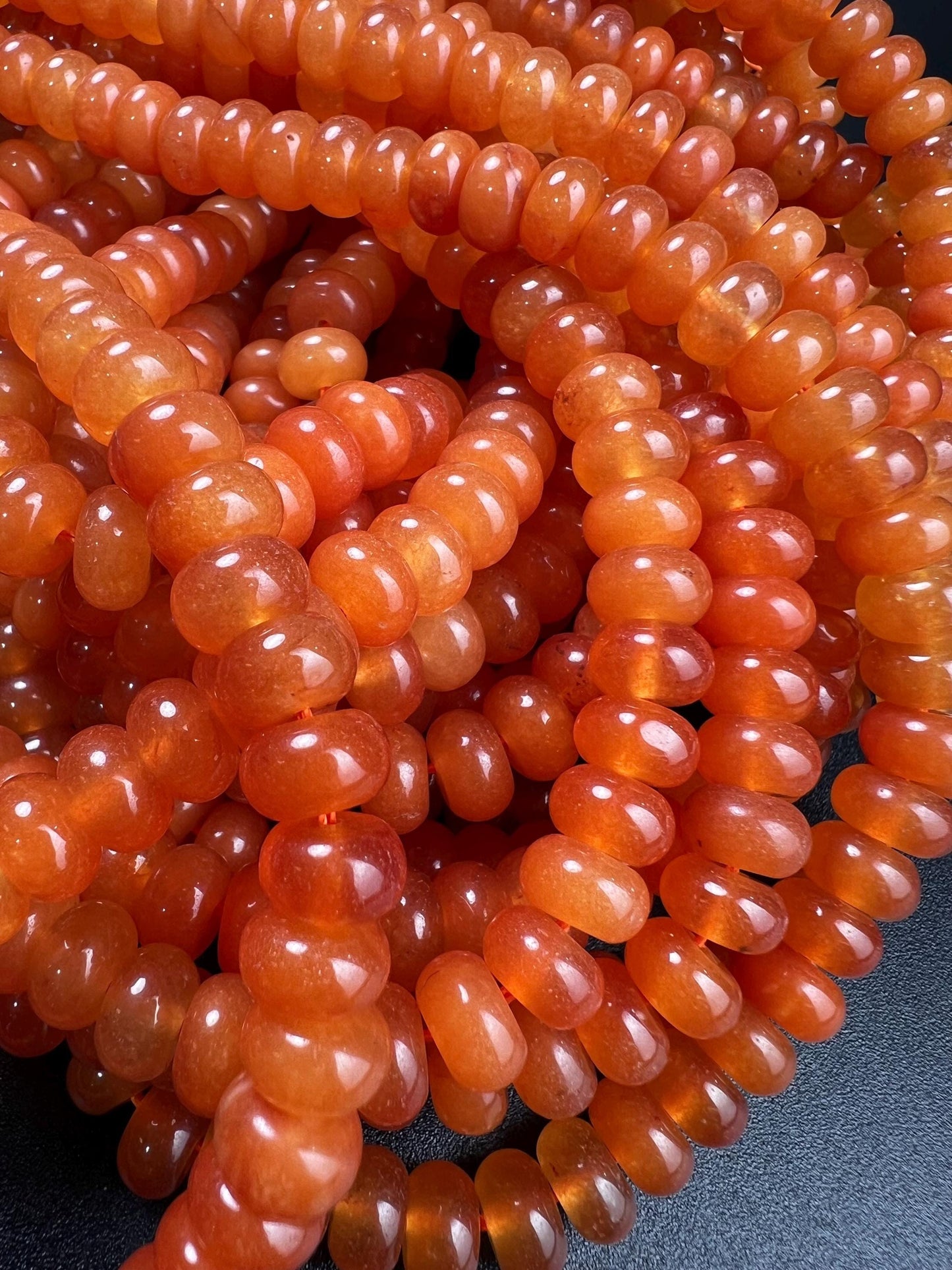 Natural Orange Aventurine 8mm smooth Roundel bead for jewelry making, high quality 14.5” full strand