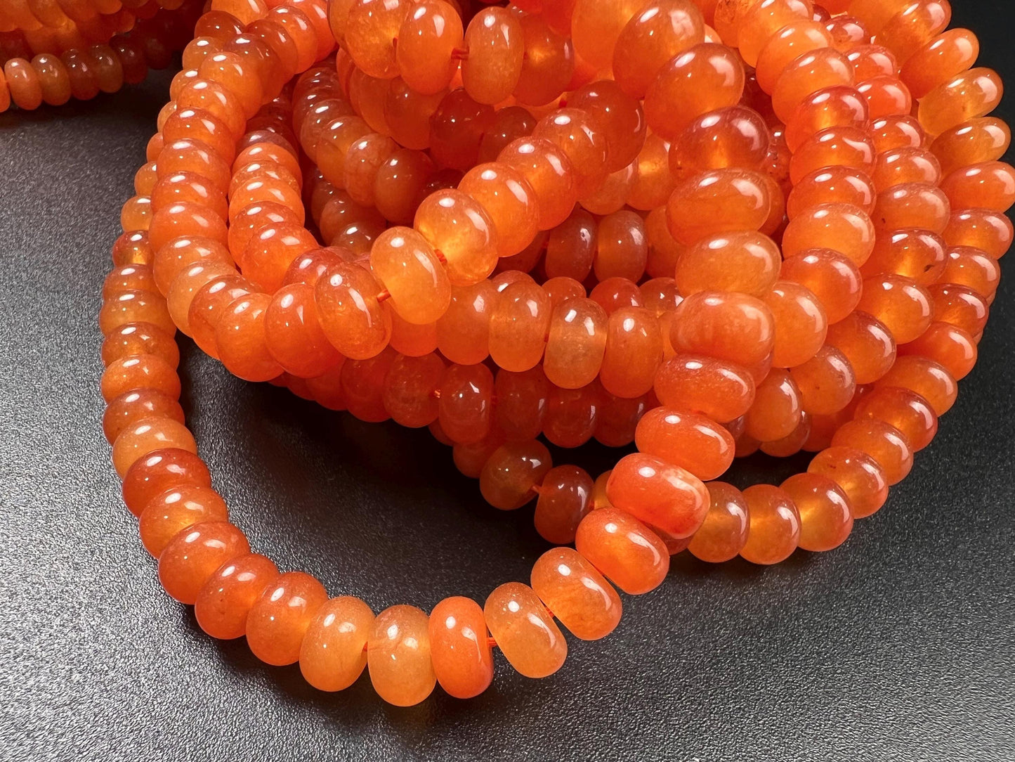 Natural Orange Aventurine 8mm smooth Roundel bead for jewelry making, high quality 14.5” full strand