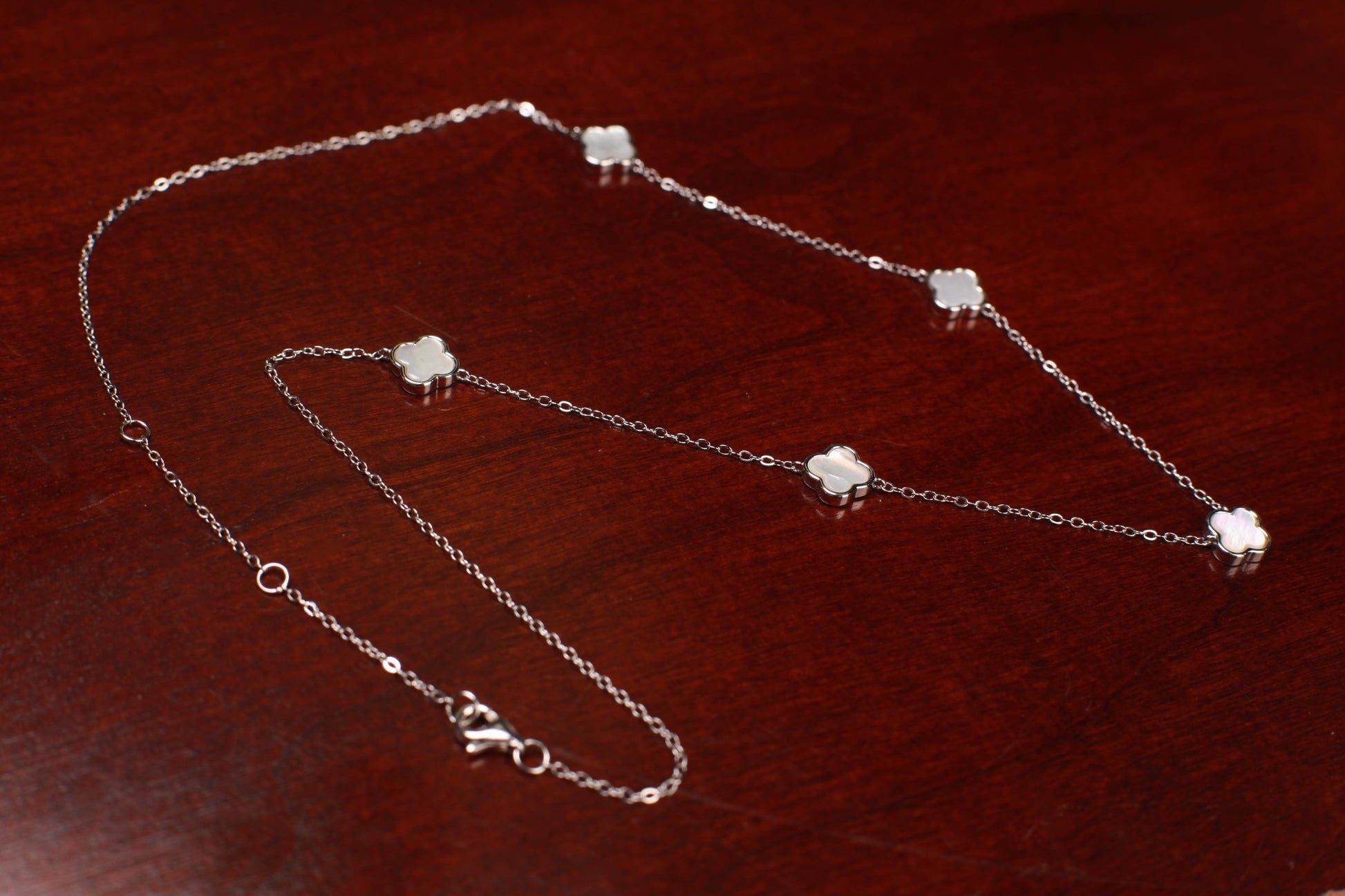 925 Sterling Silver, Gold Vermeil White Mother of Pearl Flower Charm 8.5mm long, charm 5pcs Adjustable 16”,17",18" MOP necklace