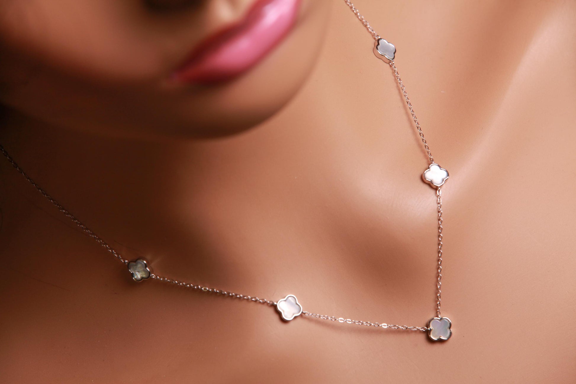 925 Sterling Silver, Gold Vermeil White Mother of Pearl Flower Charm 8.5mm long, charm 5pcs Adjustable 16”,17",18" MOP necklace