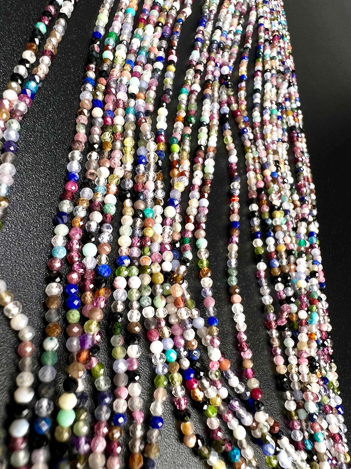 Natural Multi Gemstone Micro Faceted 2-2.5mm Round Beads AAA Gemstone Jewelry Making Beads 12” Strand