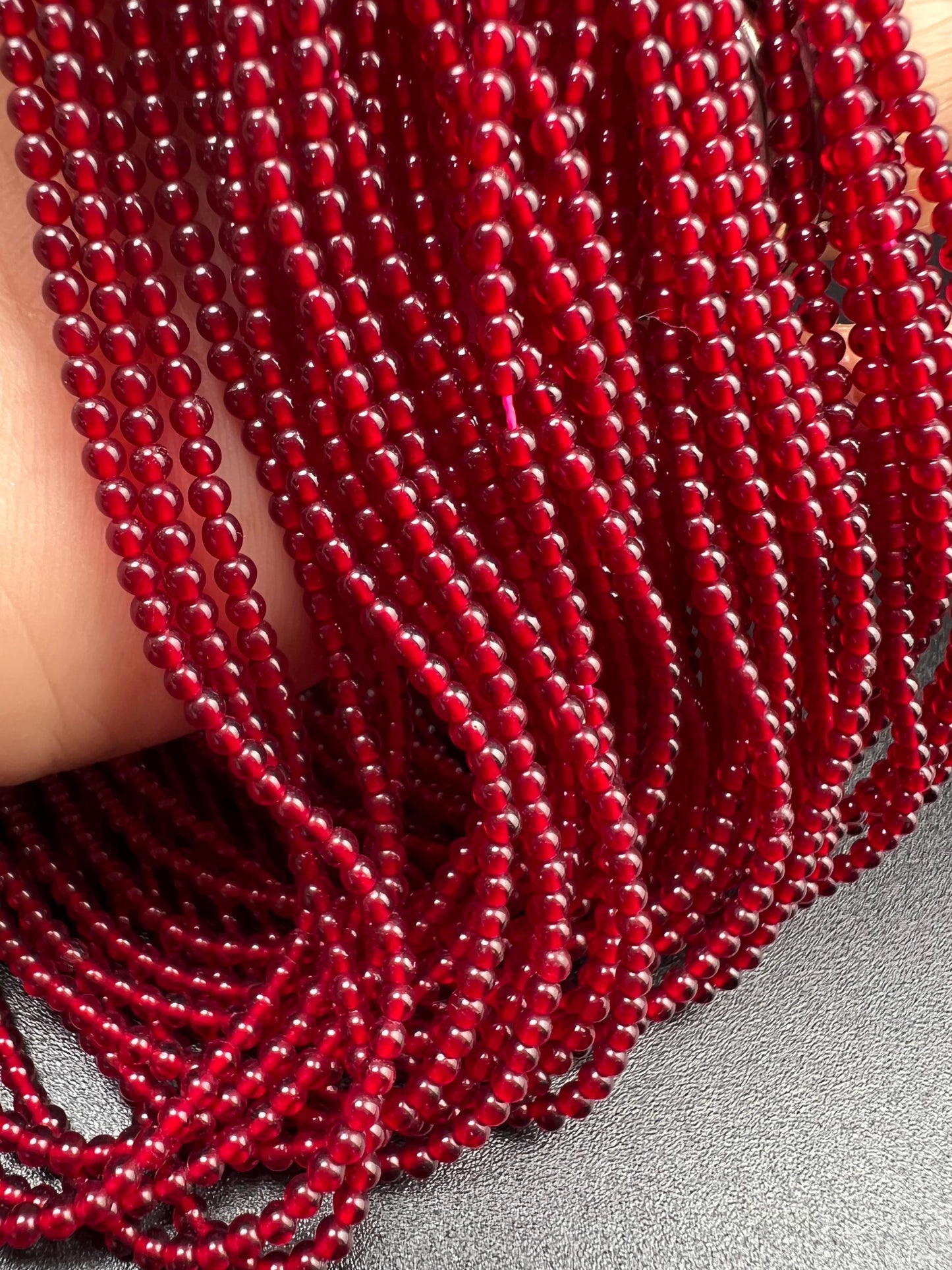 Natural Ruby Quartz Smooth round 2.2mm Dark red Gemstone Beads for jewelry Making 14" Full strand