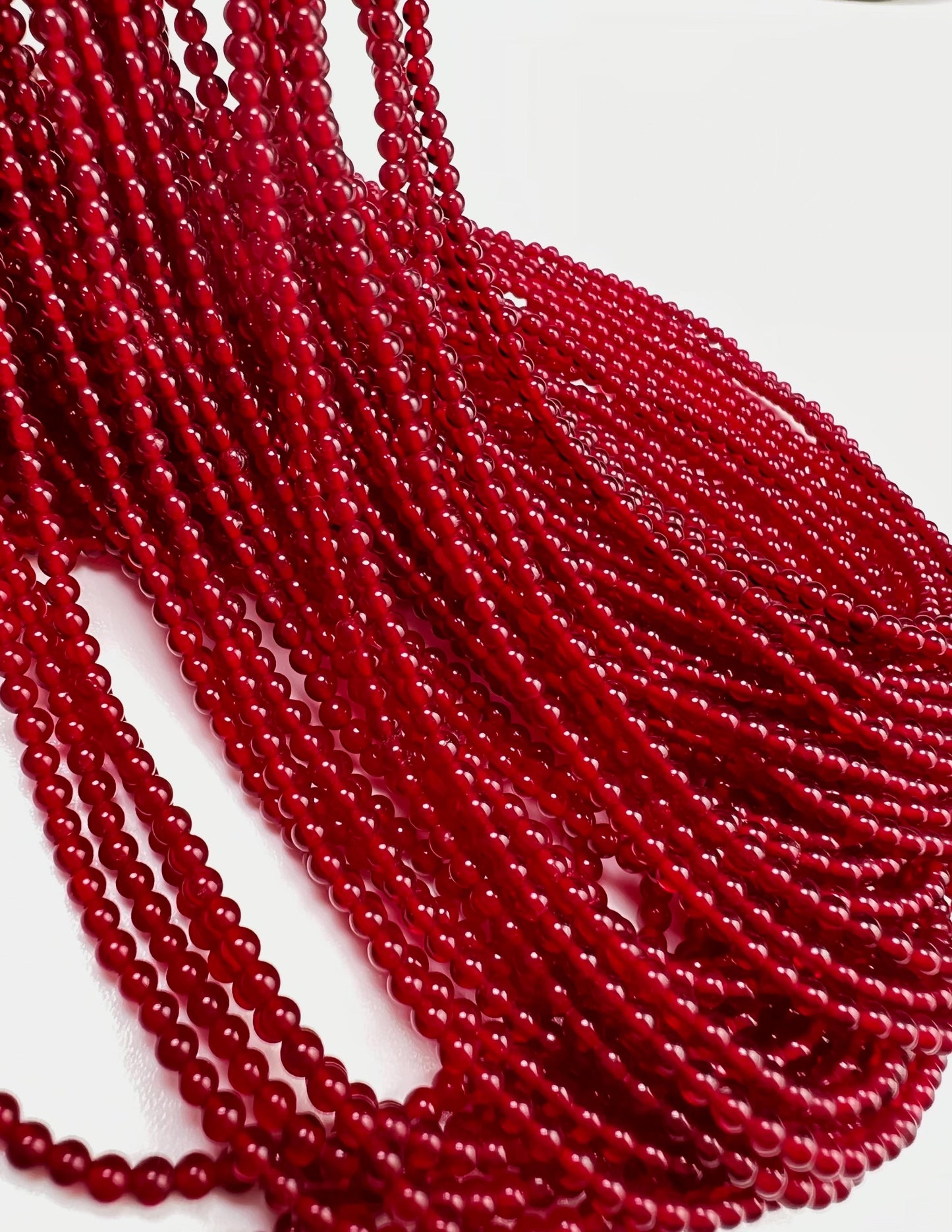 Natural Ruby Quartz Smooth round 2.2mm Dark red Gemstone Beads for jewelry Making 14" Full strand