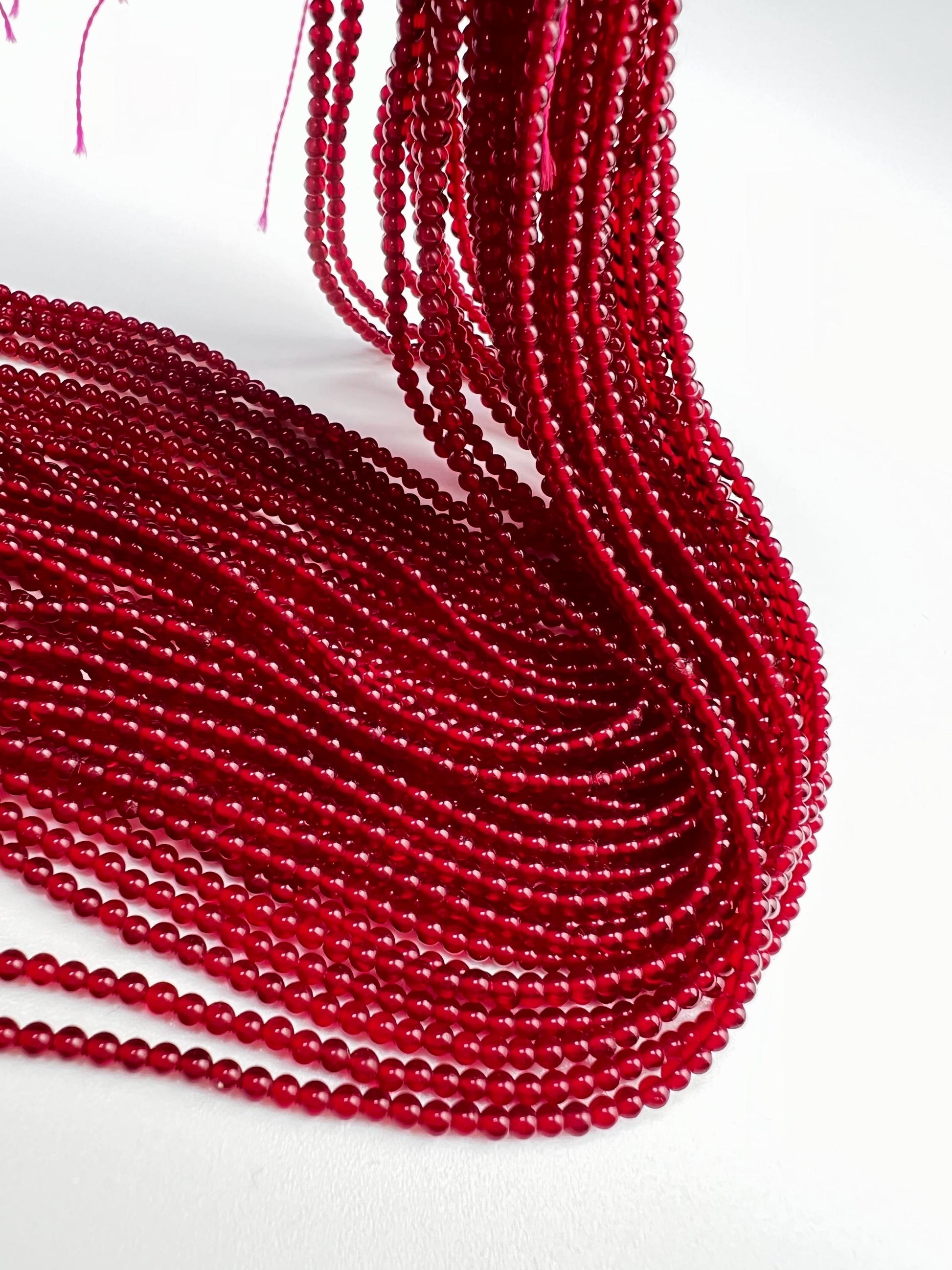 Natural Ruby Quartz Smooth round 2.2mm Dark red Gemstone Beads for jewelry Making 14" Full strand