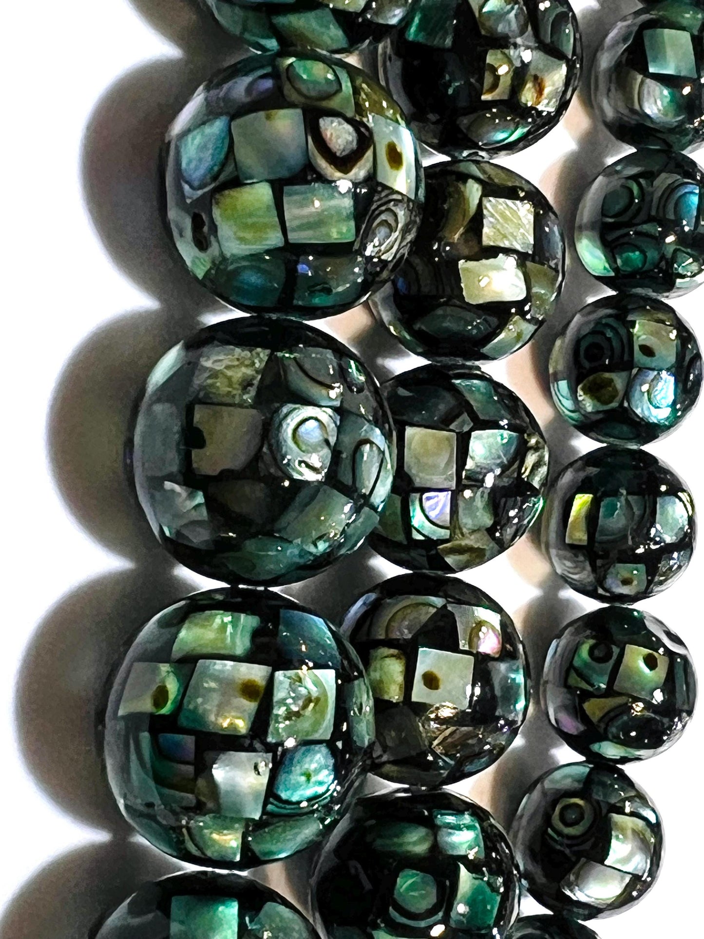 Natural Abalone Paua Shell Disco Ball Mosaic bead for jewelry making Beautiful blue green natural beads, 8, 10mm 12mm sold by 4 pcs, 8 pcs